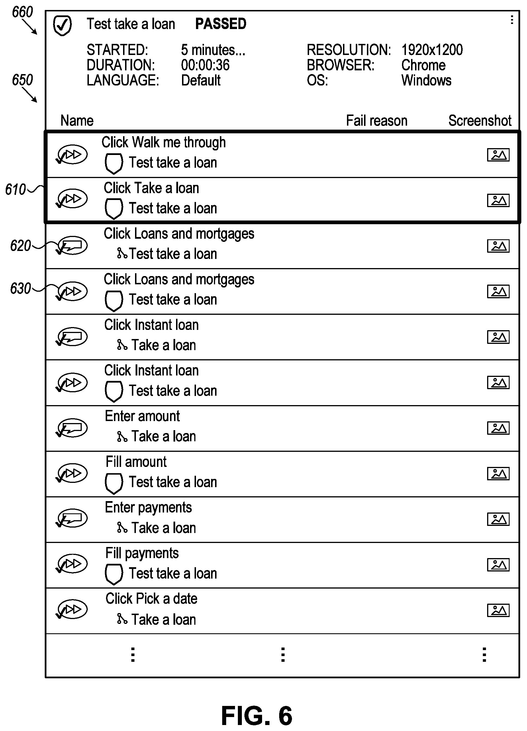 Patent US12619521 Figure 6 – Automated testing of walkthroughs