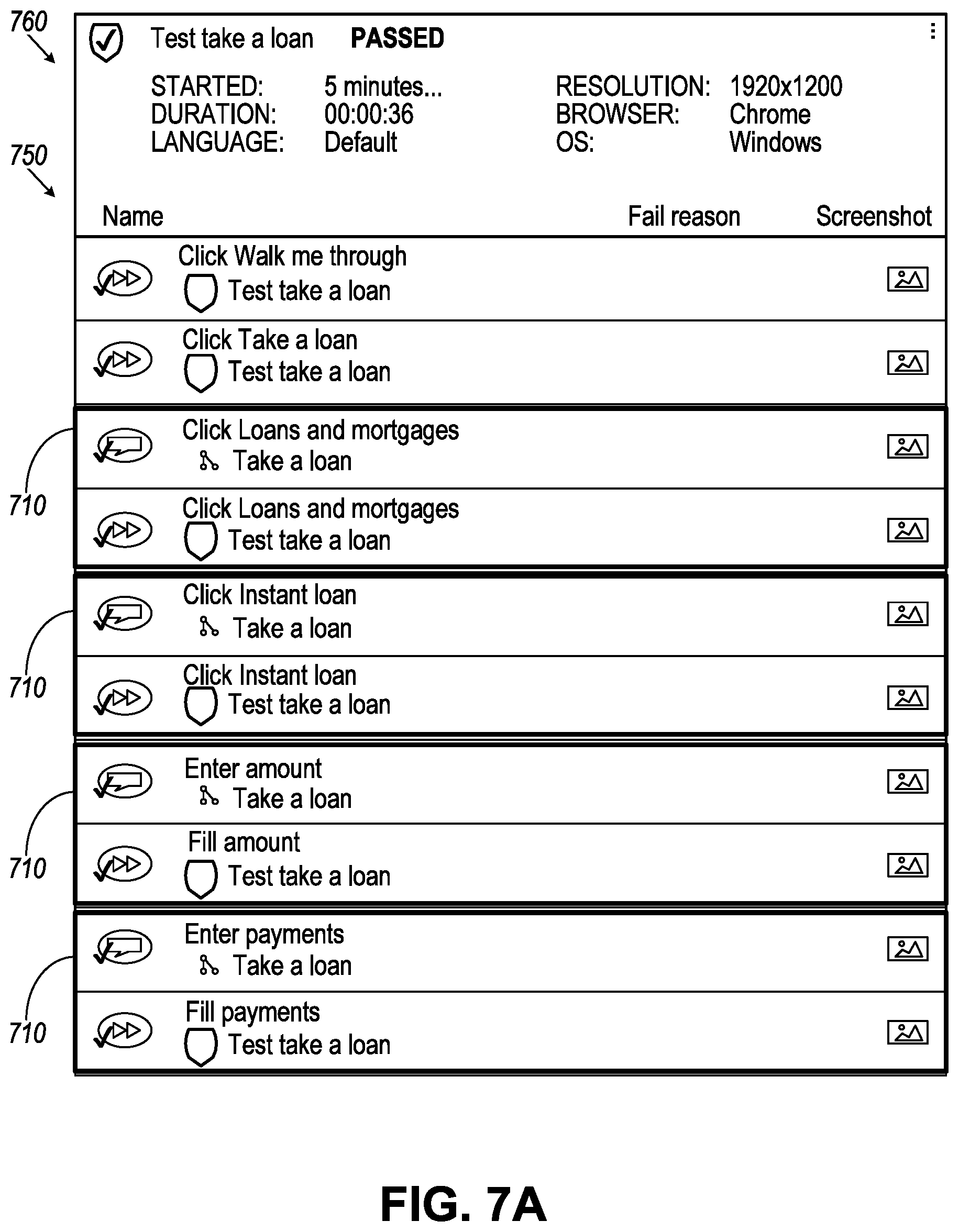 Patent US12619521 Figure 7 – Automated testing of walkthroughs