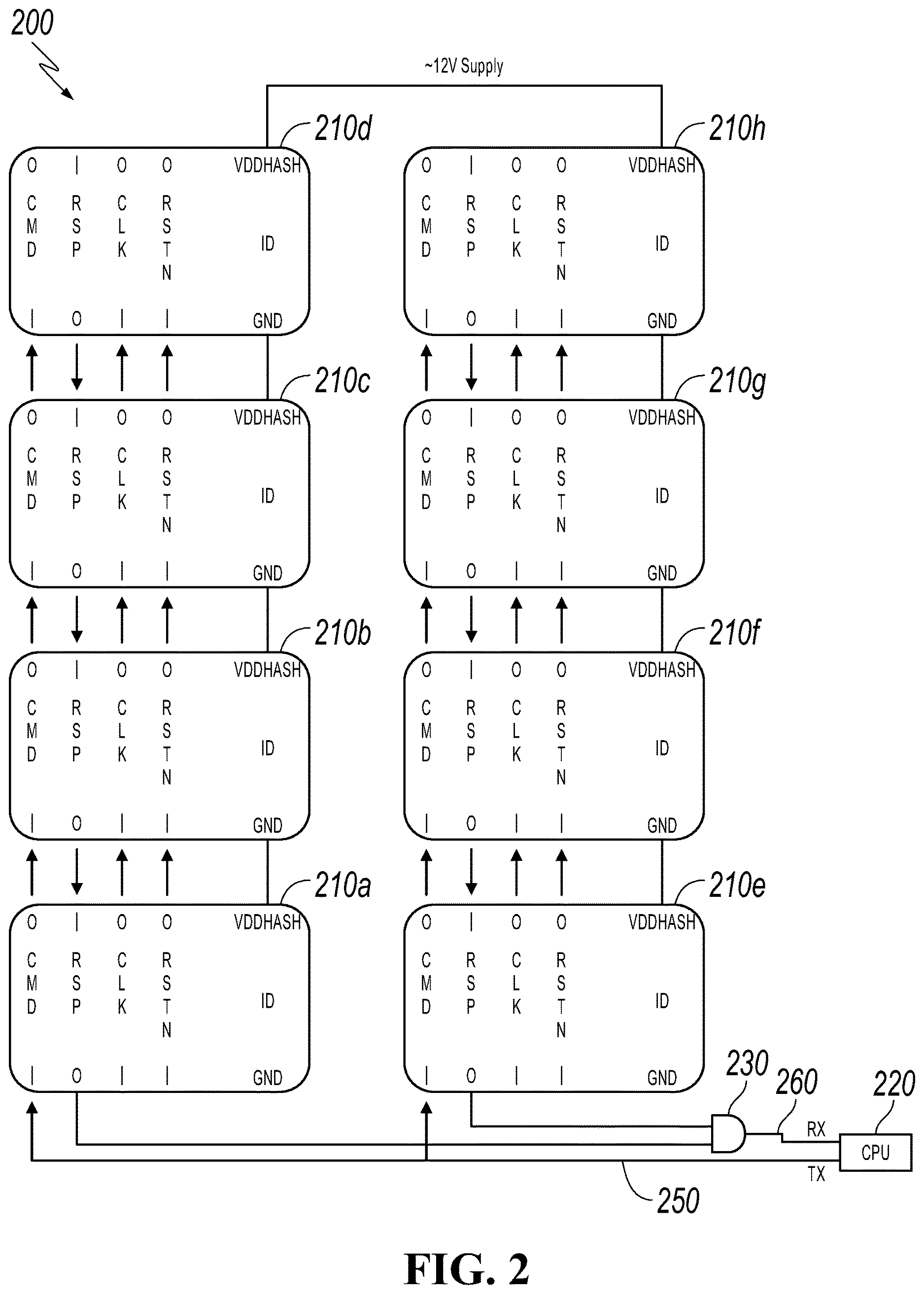 Patent US12619557 Figure 2 – Signal processing and transmission in electronic circuits