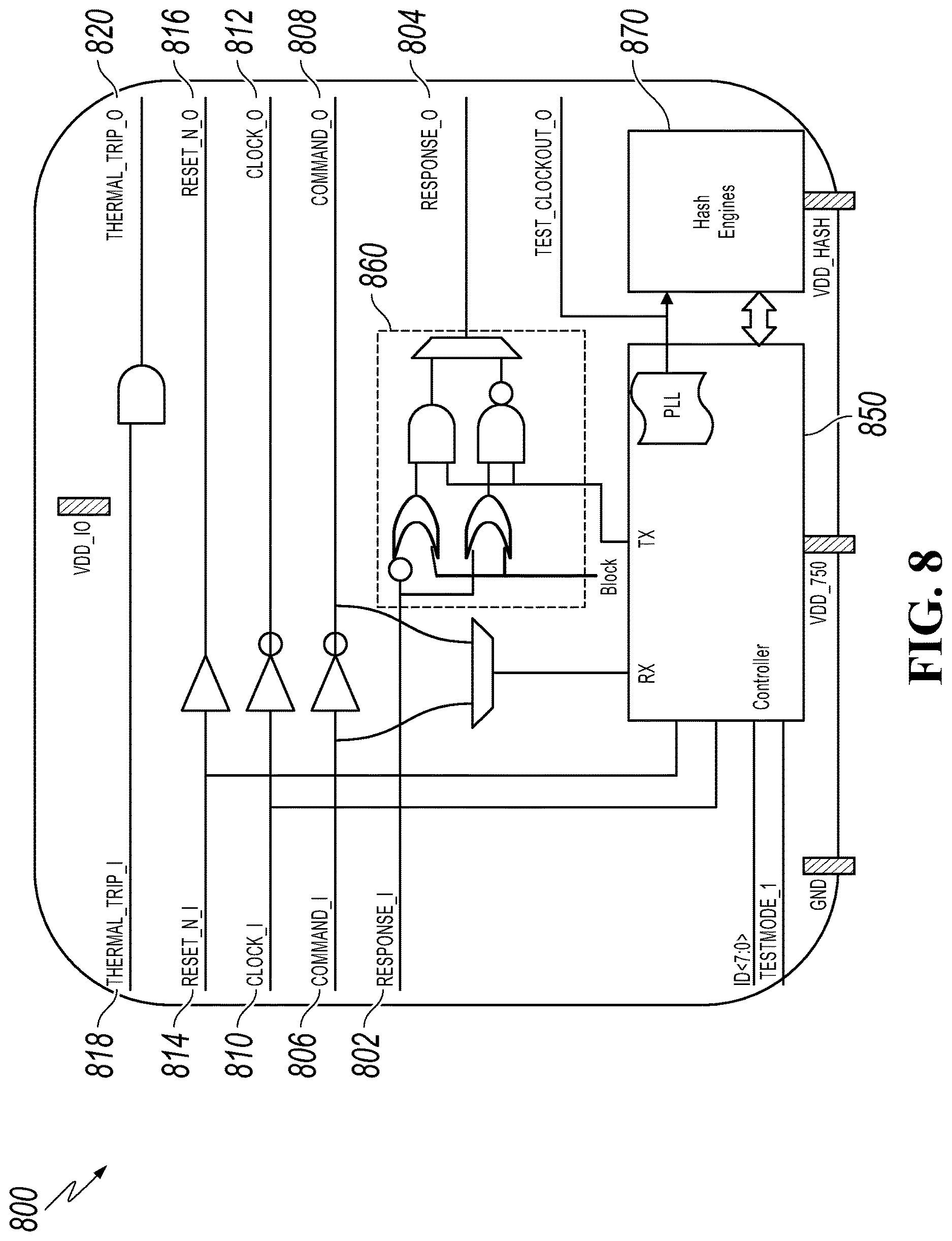 Patent US12619557 Figure 8 – Signal processing and transmission in electronic circuits