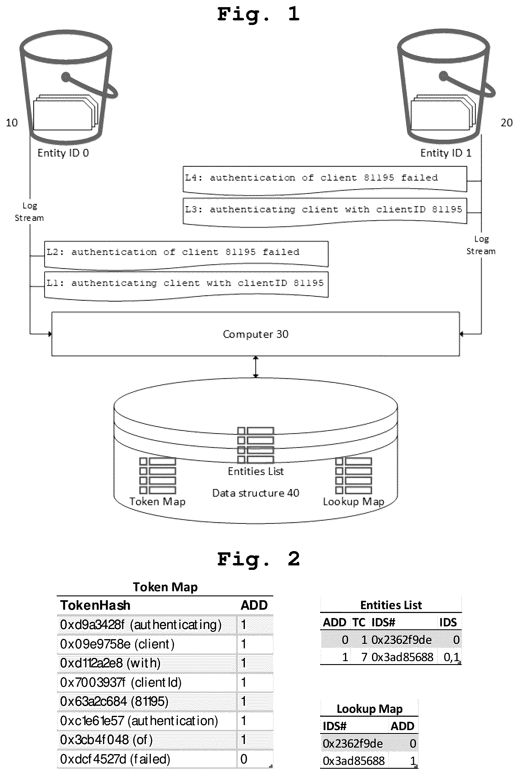 Patent US12619591 Figure 1 – Compact probabilistic data structure for storing log data