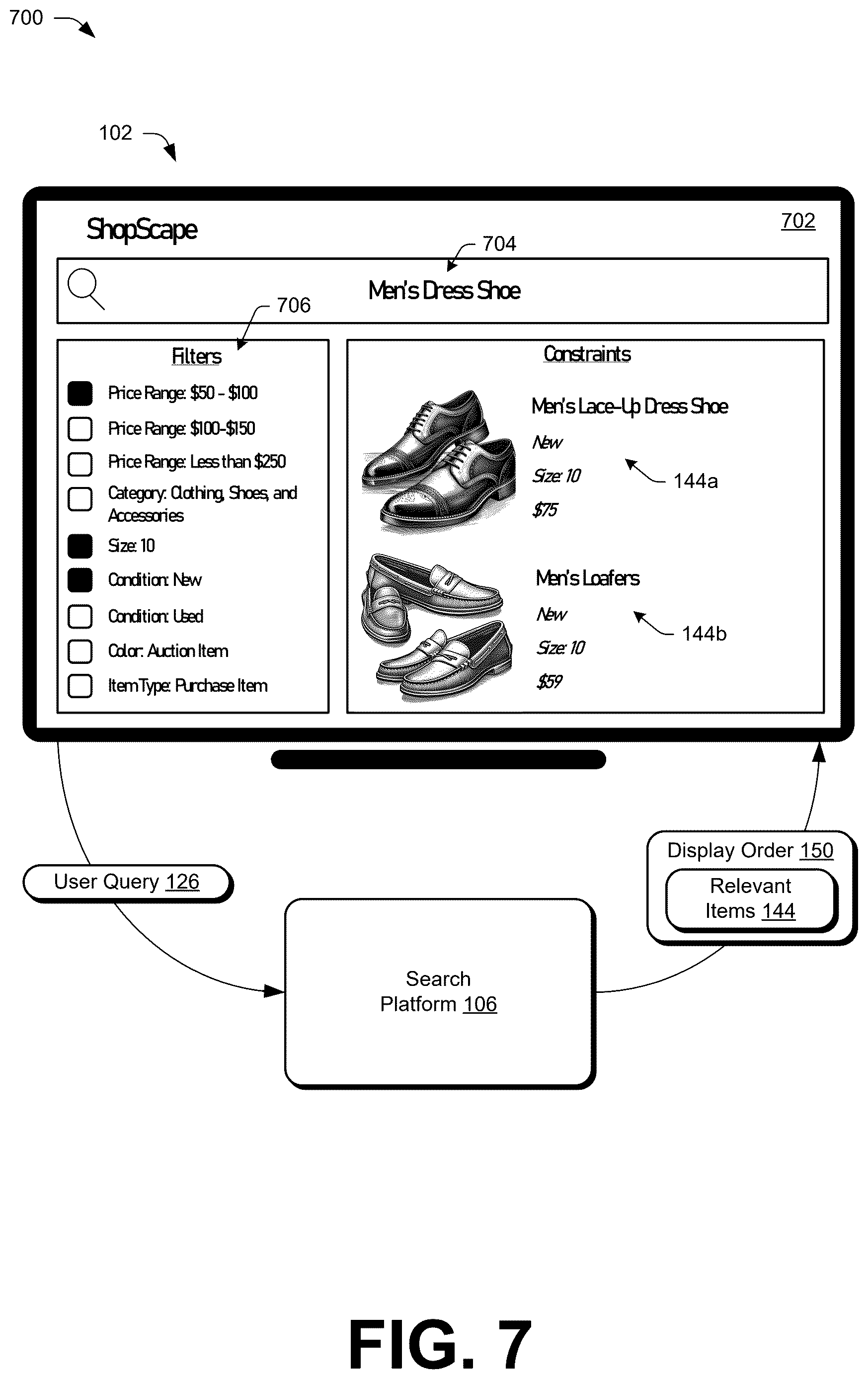 Patent US12619618 Figure 7 – Query dependent threshold generation for search result filtering