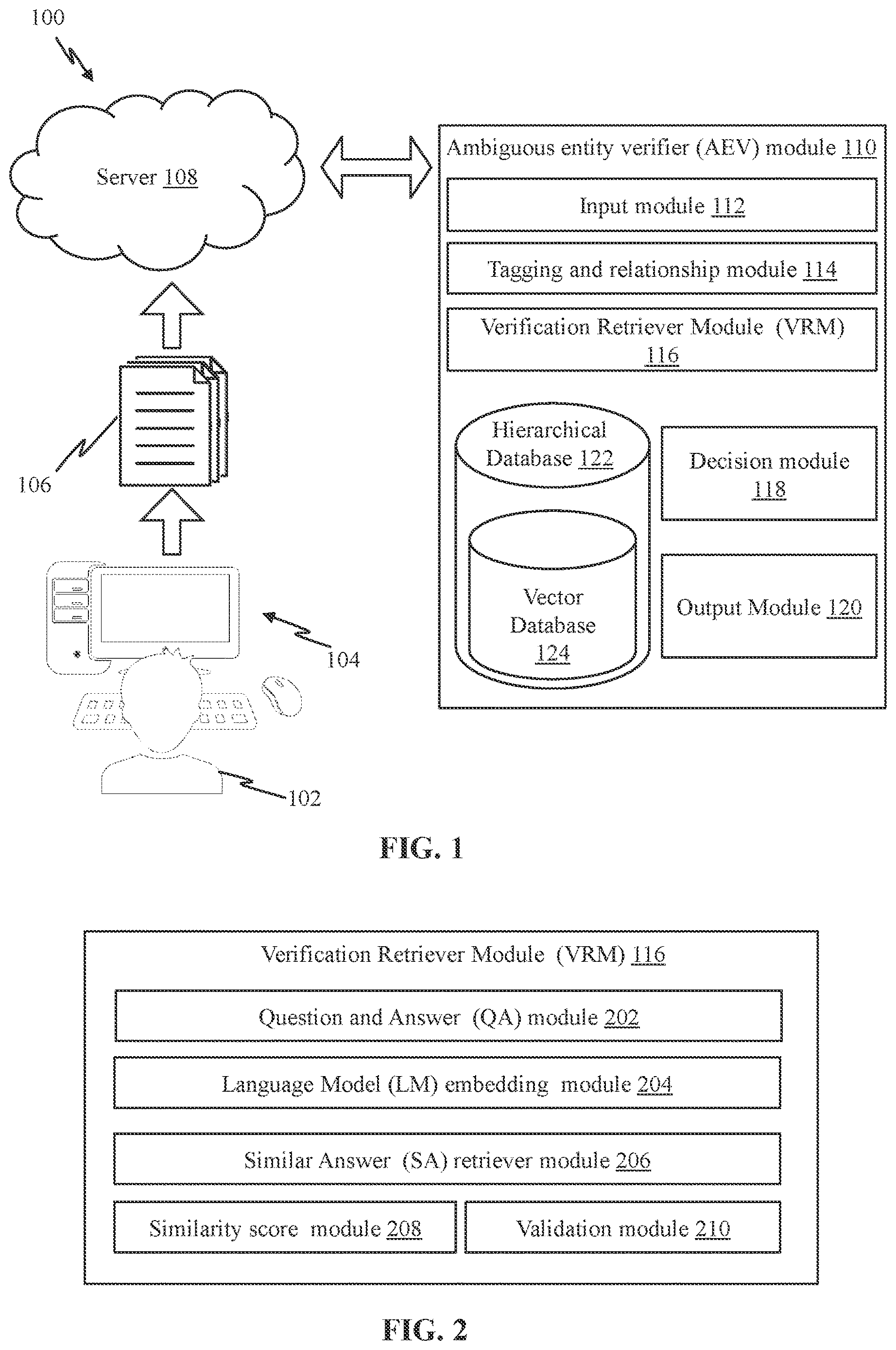 Patent US12619638 Figure 1 – System for verifying ambiguous entities in documents