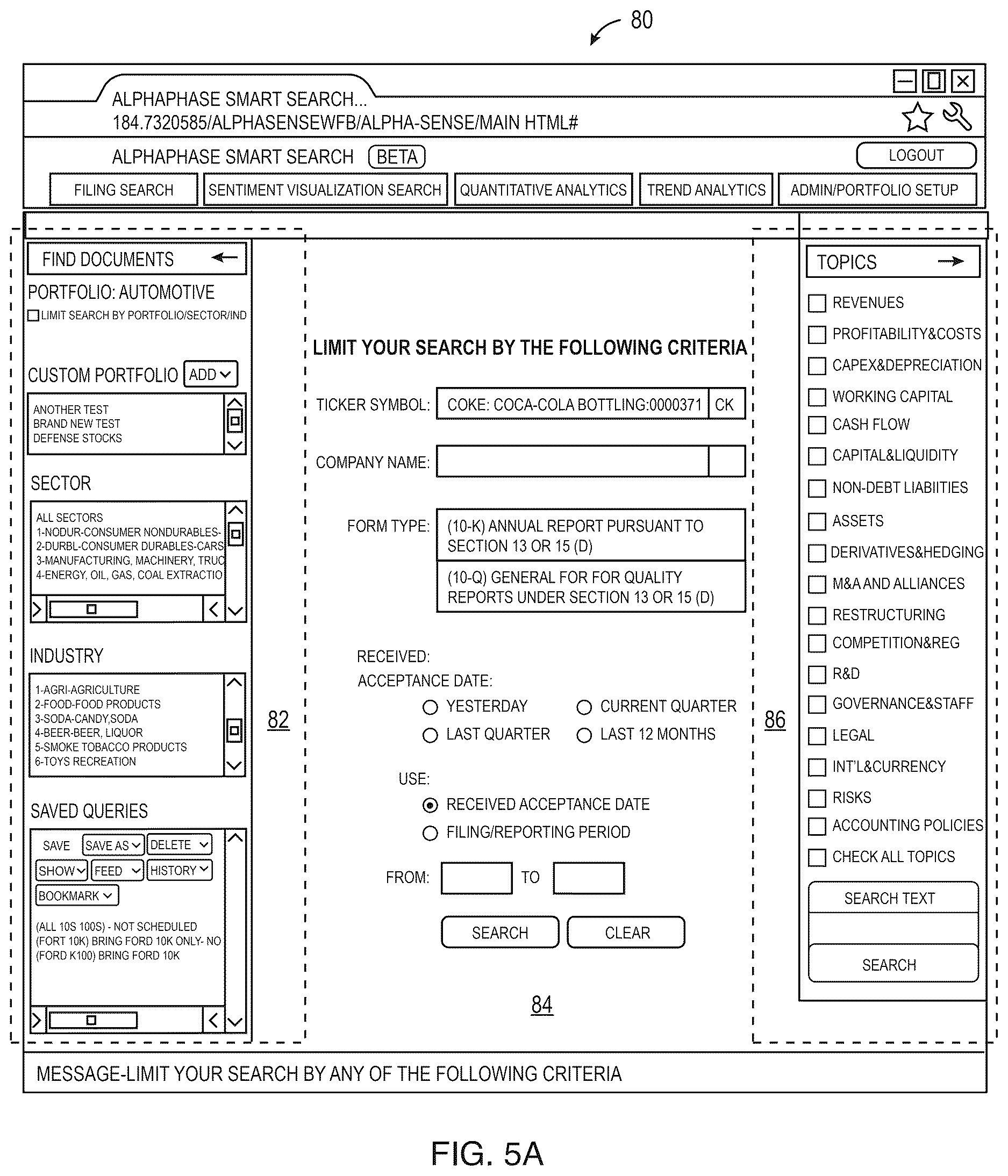 Patent US12619647 Figure 5 – Systems and methods for searching and summarizing financial related documents, and user interface for displaying the same