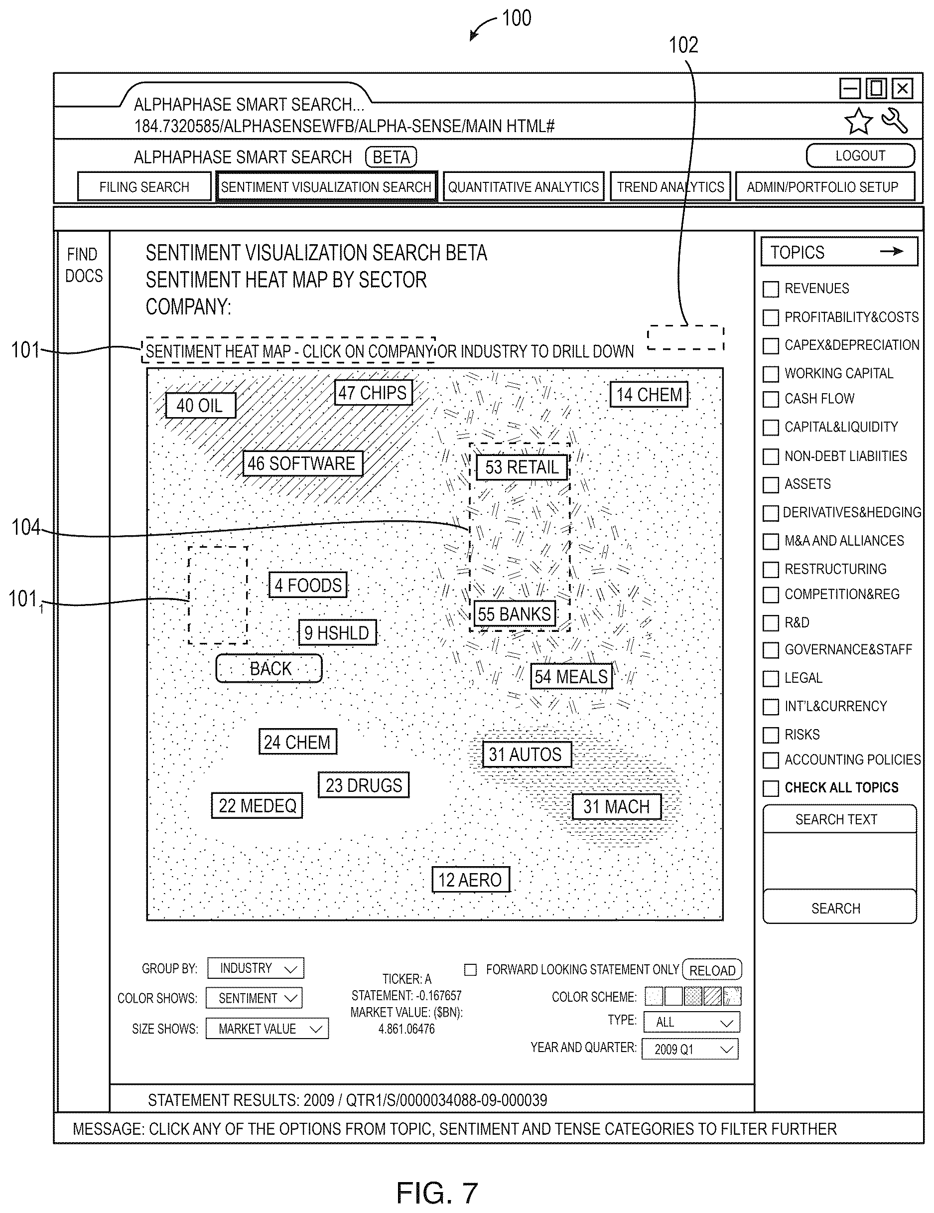 Patent US12619647 Figure 8 – Systems and methods for searching and summarizing financial related documents, and user interface for displaying the same