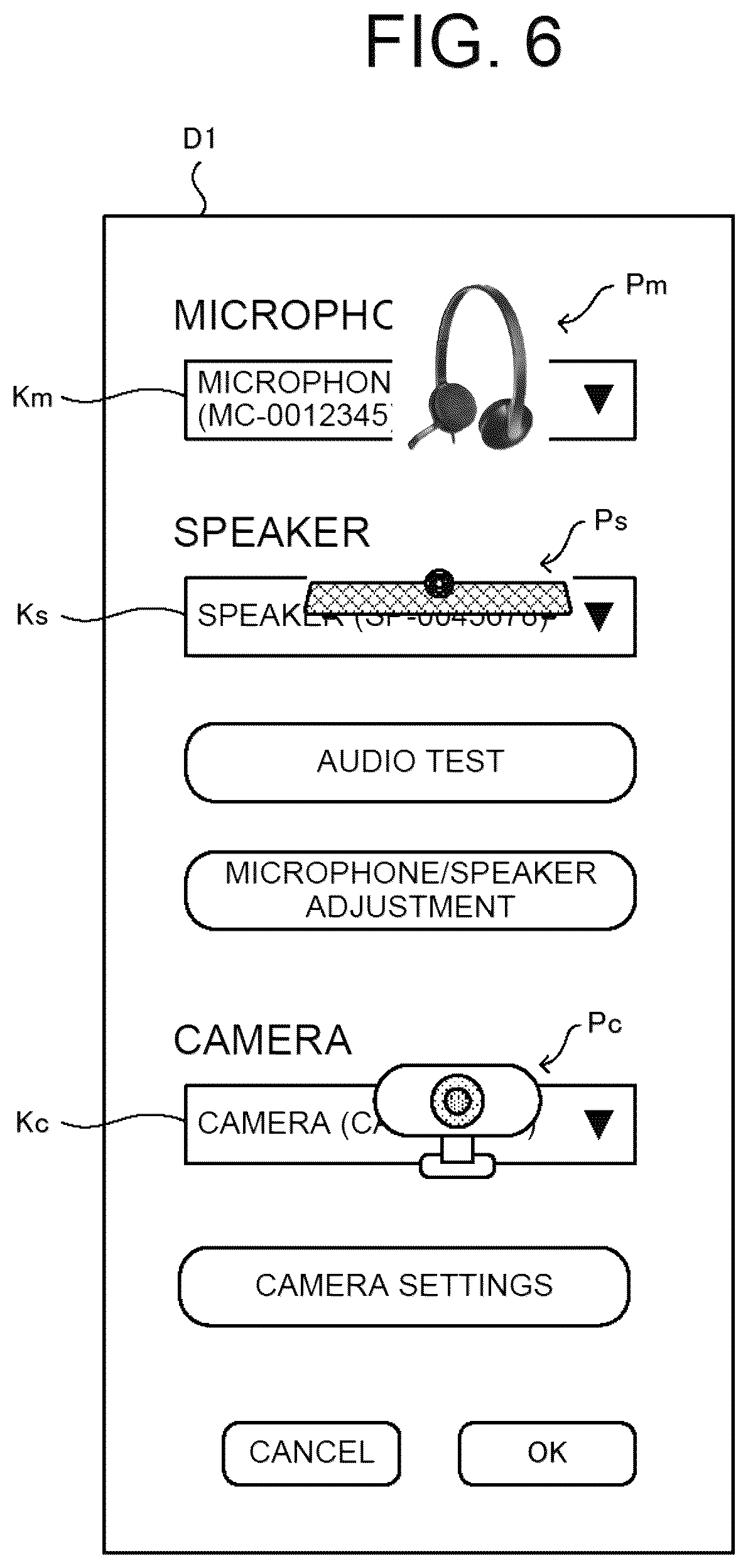 Patent US12619657 Figure 6 – Display apparatus, display method, and recording medium with display program recorded thereon for user recognition of a connected peripheral device