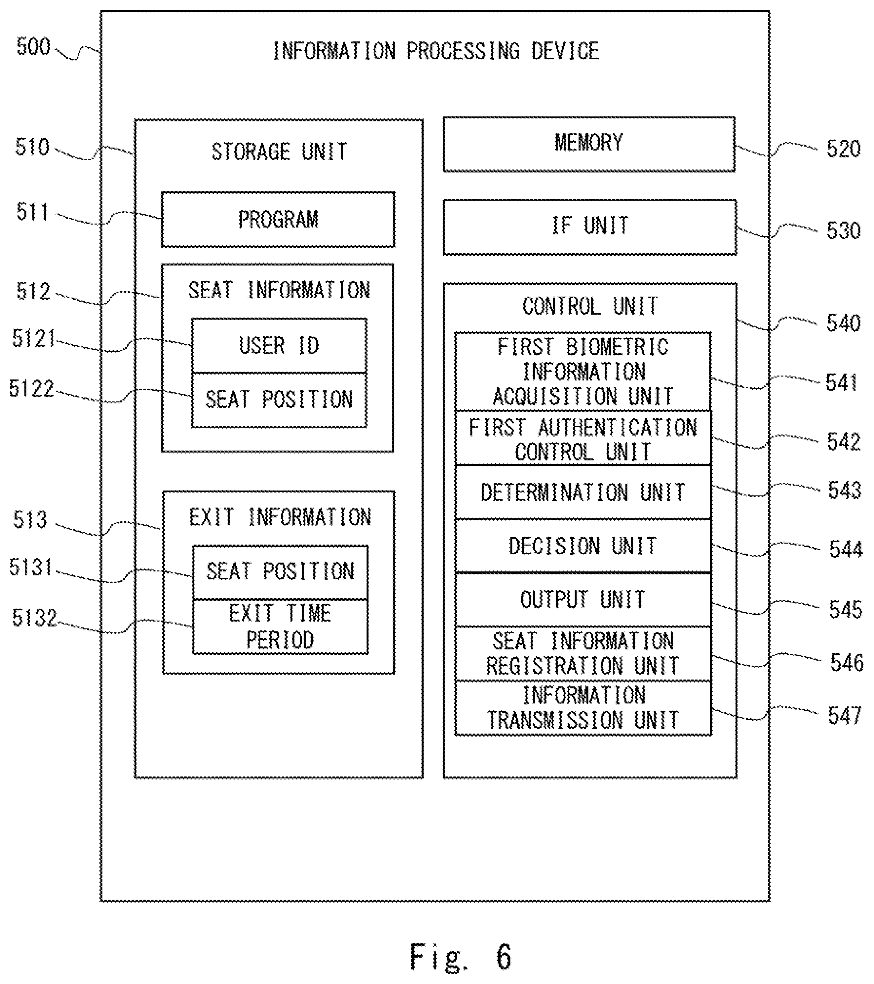 Patent US12619694 Figure 6 – Information processing device, information processing system, information processing method, and non-transitory computer-readable medium for assisting a user at a time of exit