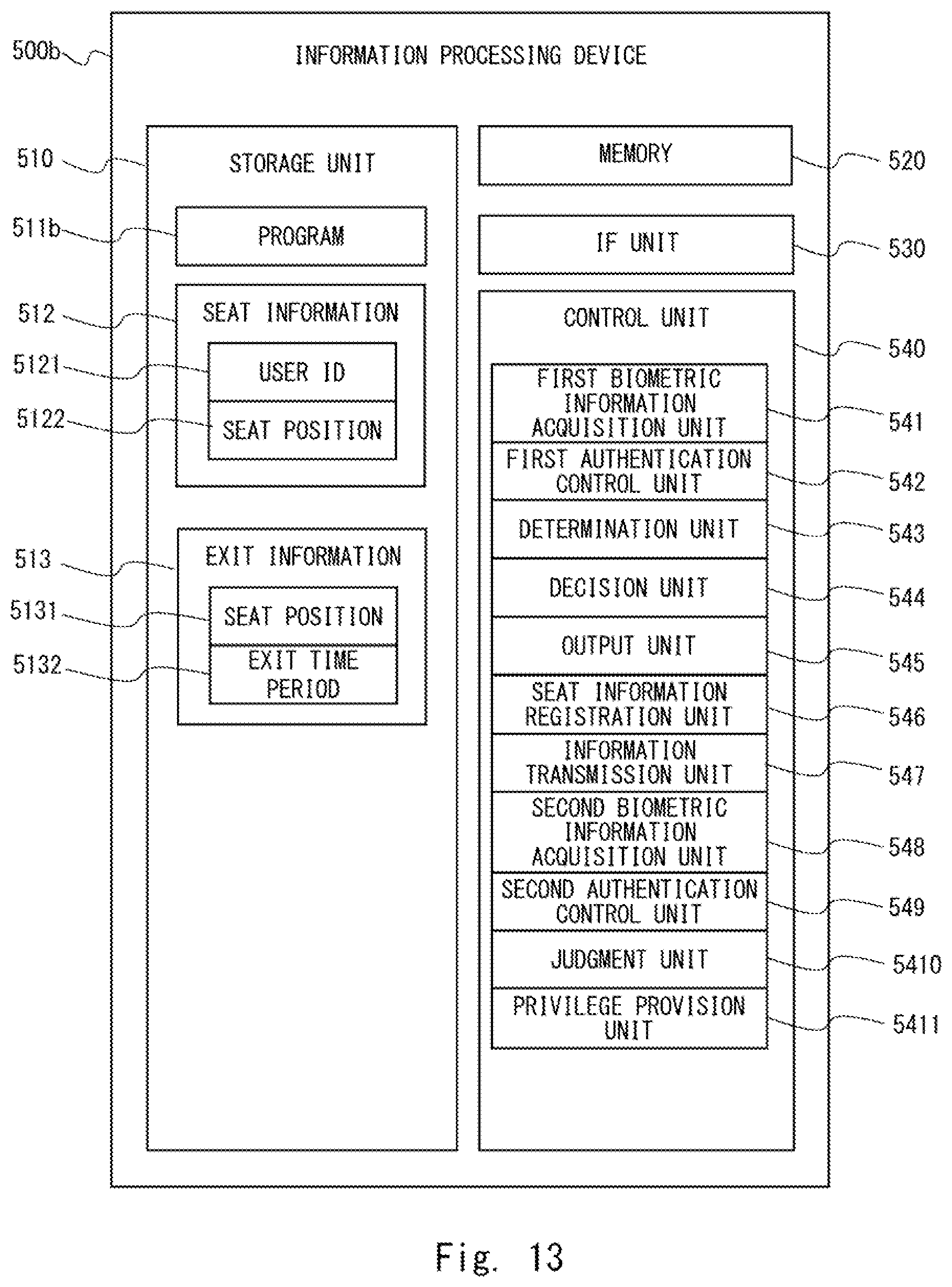 Patent US12619694 Figure 13 – Information processing device, information processing system, information processing method, and non-transitory computer-readable medium for assisting a user at a time of exit