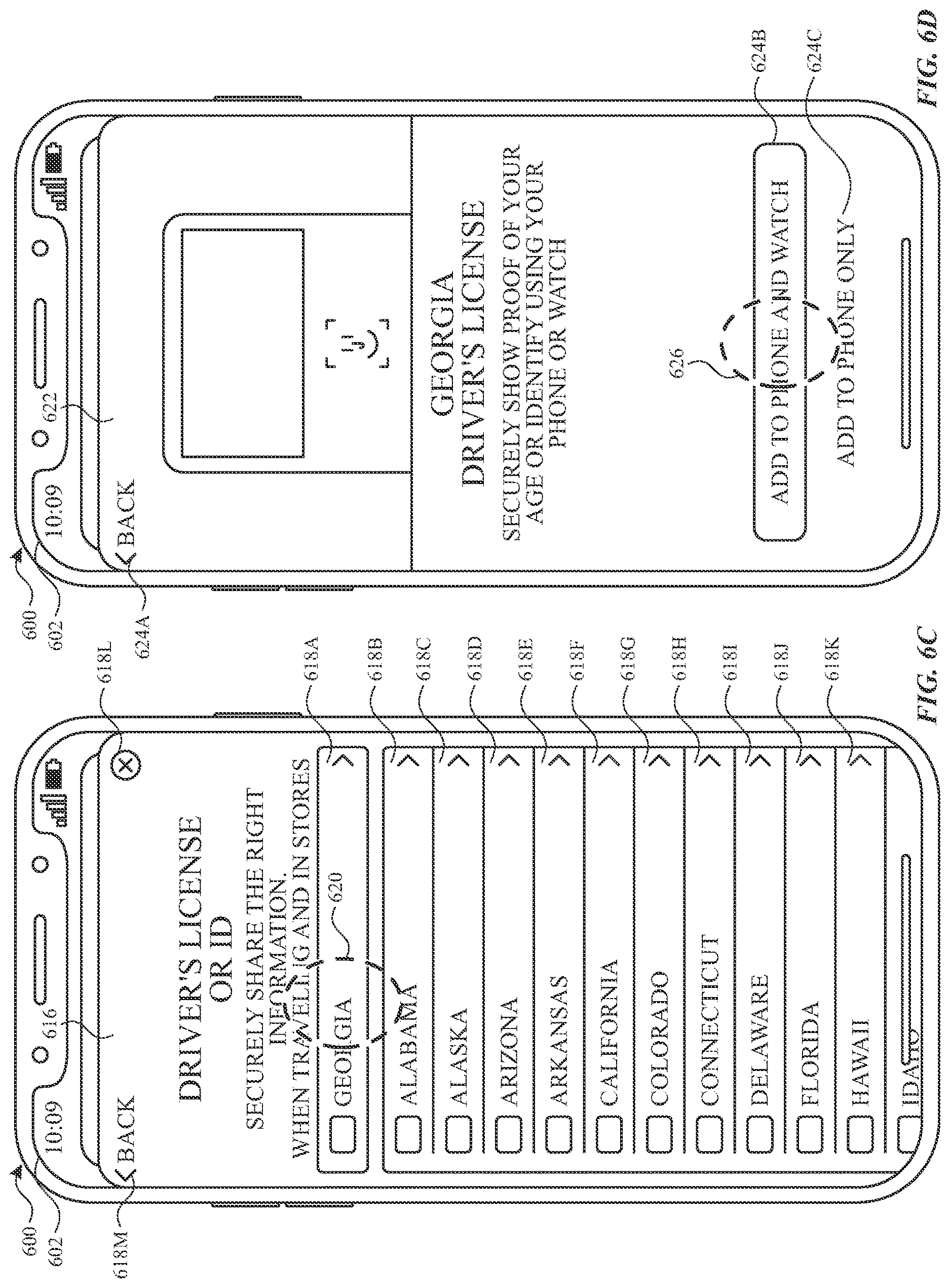 Patent US12619705 Figure 10 – Digital identification credential user interfaces