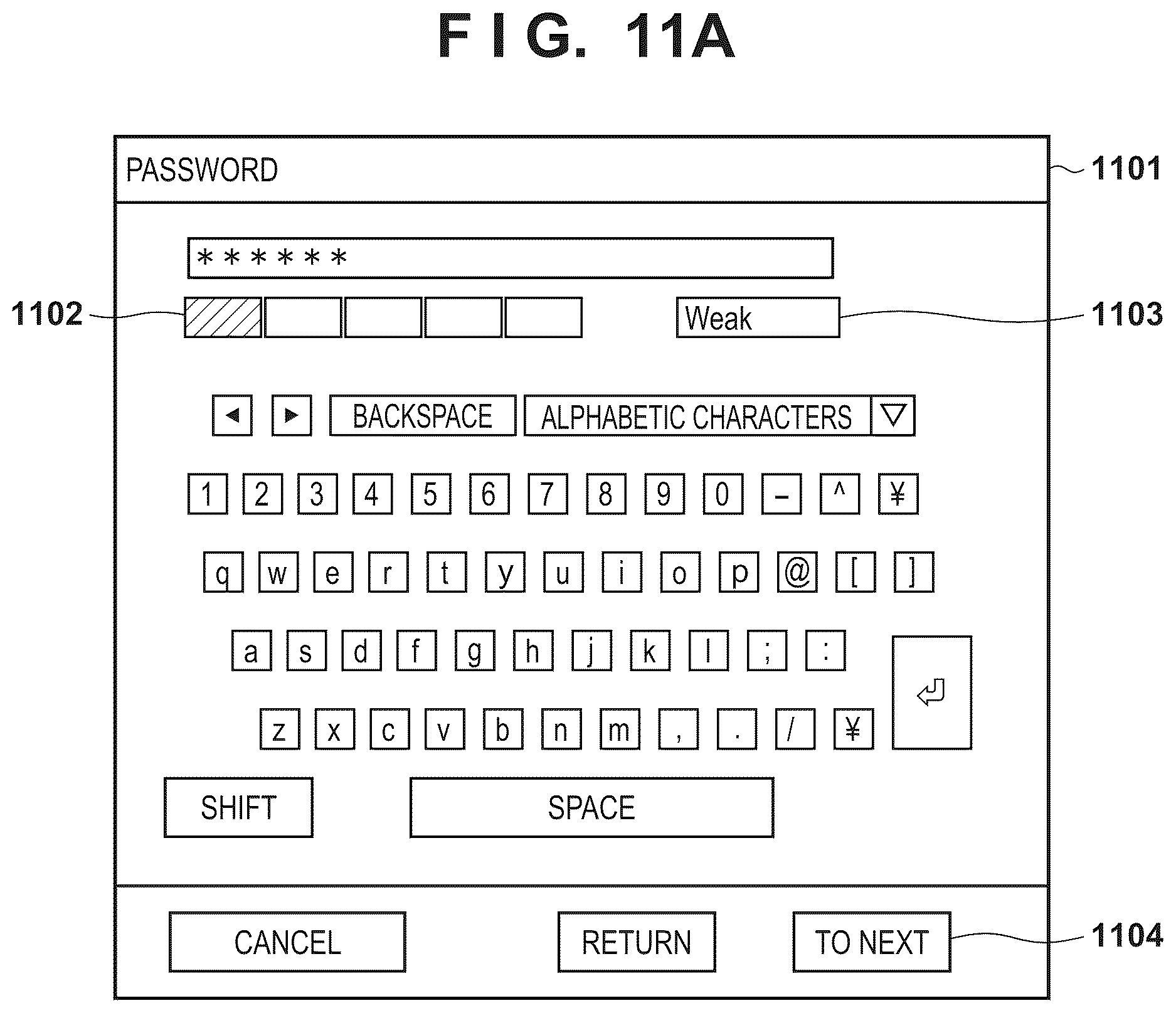 Patent US12619707 Figure 11 – Information processing apparatus, method for displaying password strength, and medium