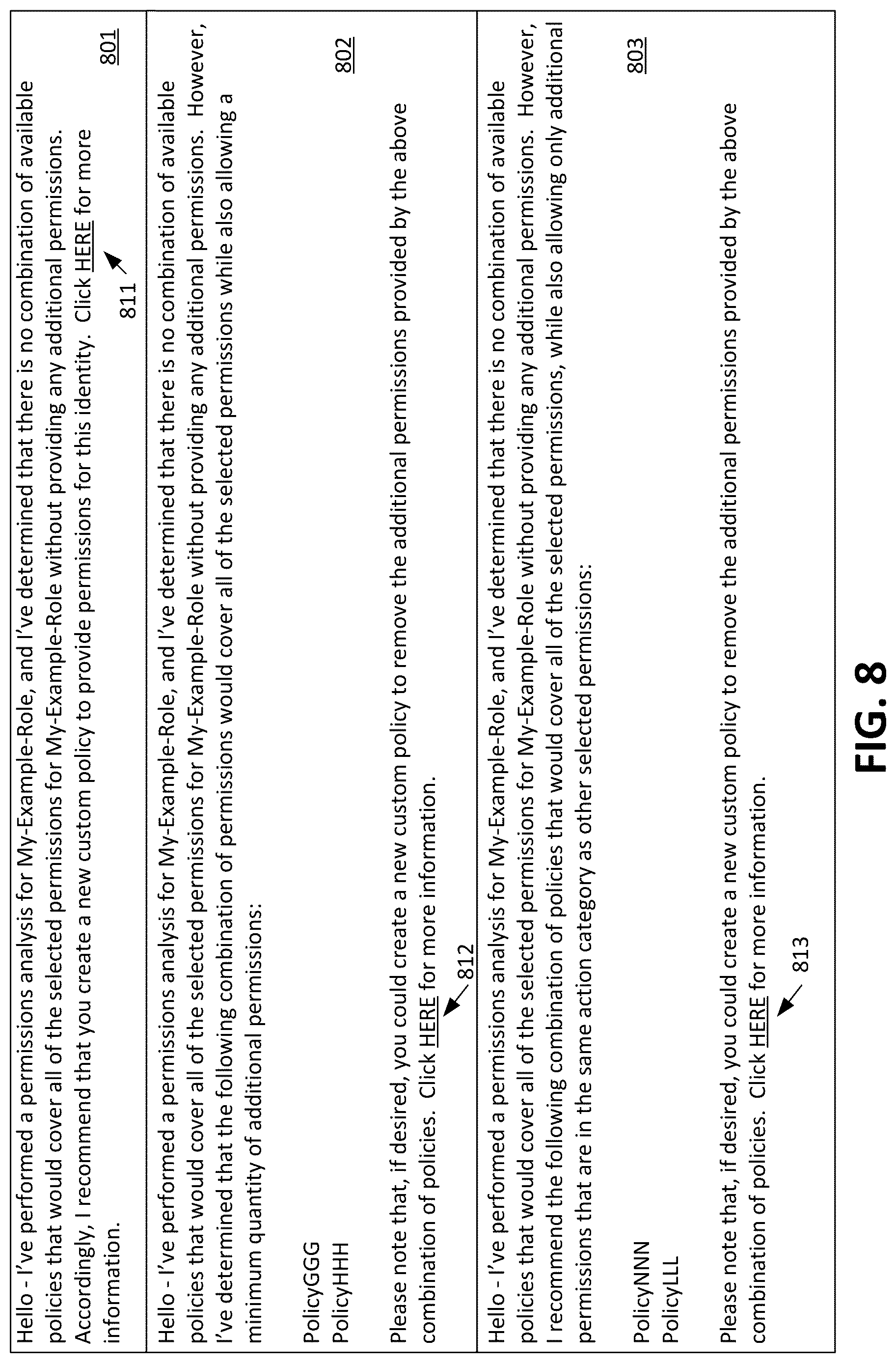 Patent US12619765 Figure 8 – Existing policy determinations for an identity set