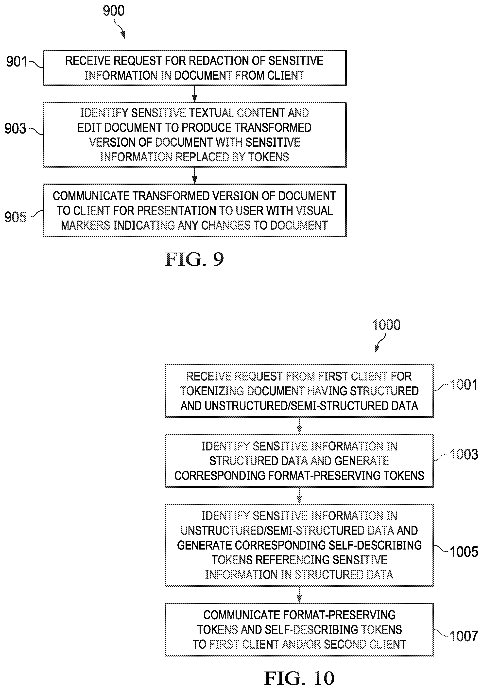 Patent US12619778 Figure 5 – Token-based data security systems and methods with cross-referencing tokens in freeform text within structured document