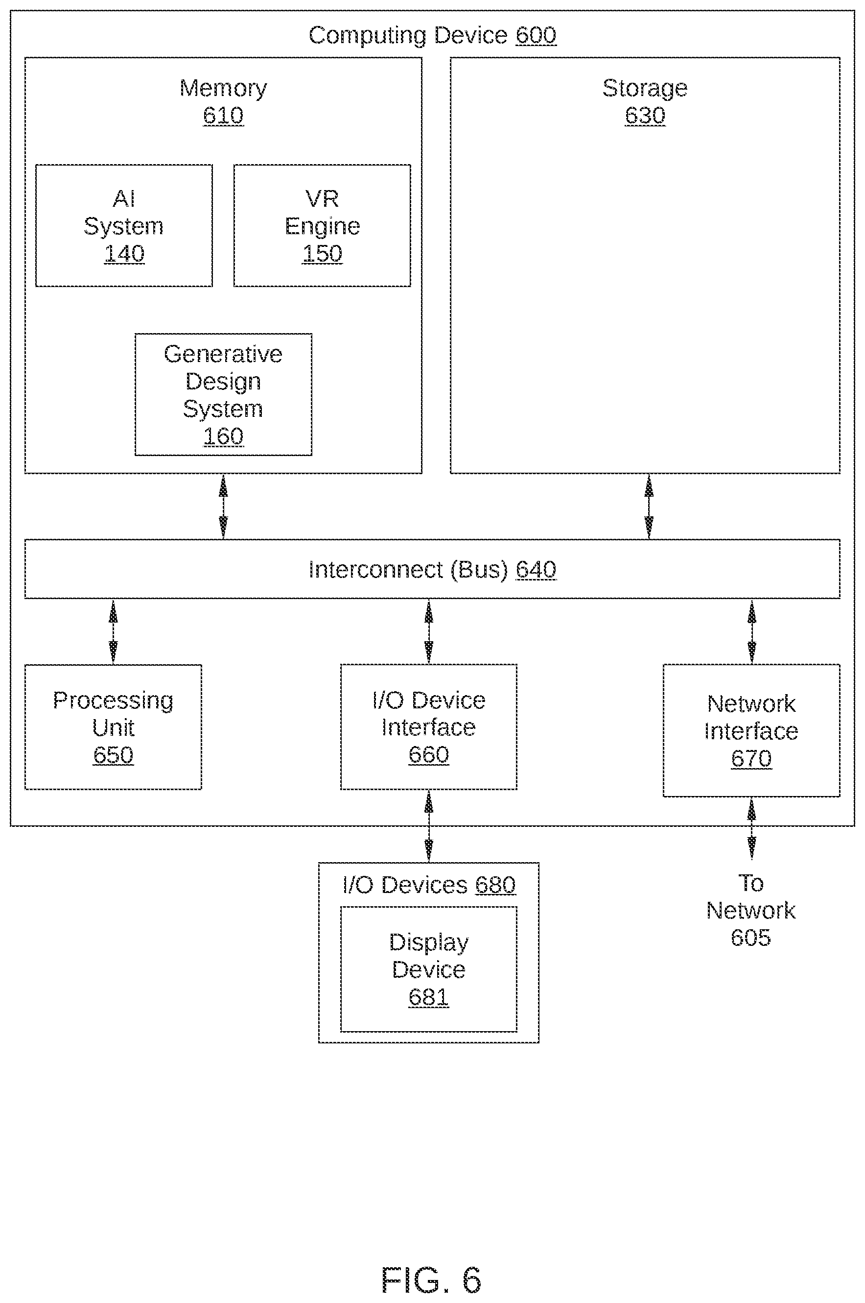 Patent US12619795 Figure 6 – Artificial intelligence-based techniques for design generation in virtual environments