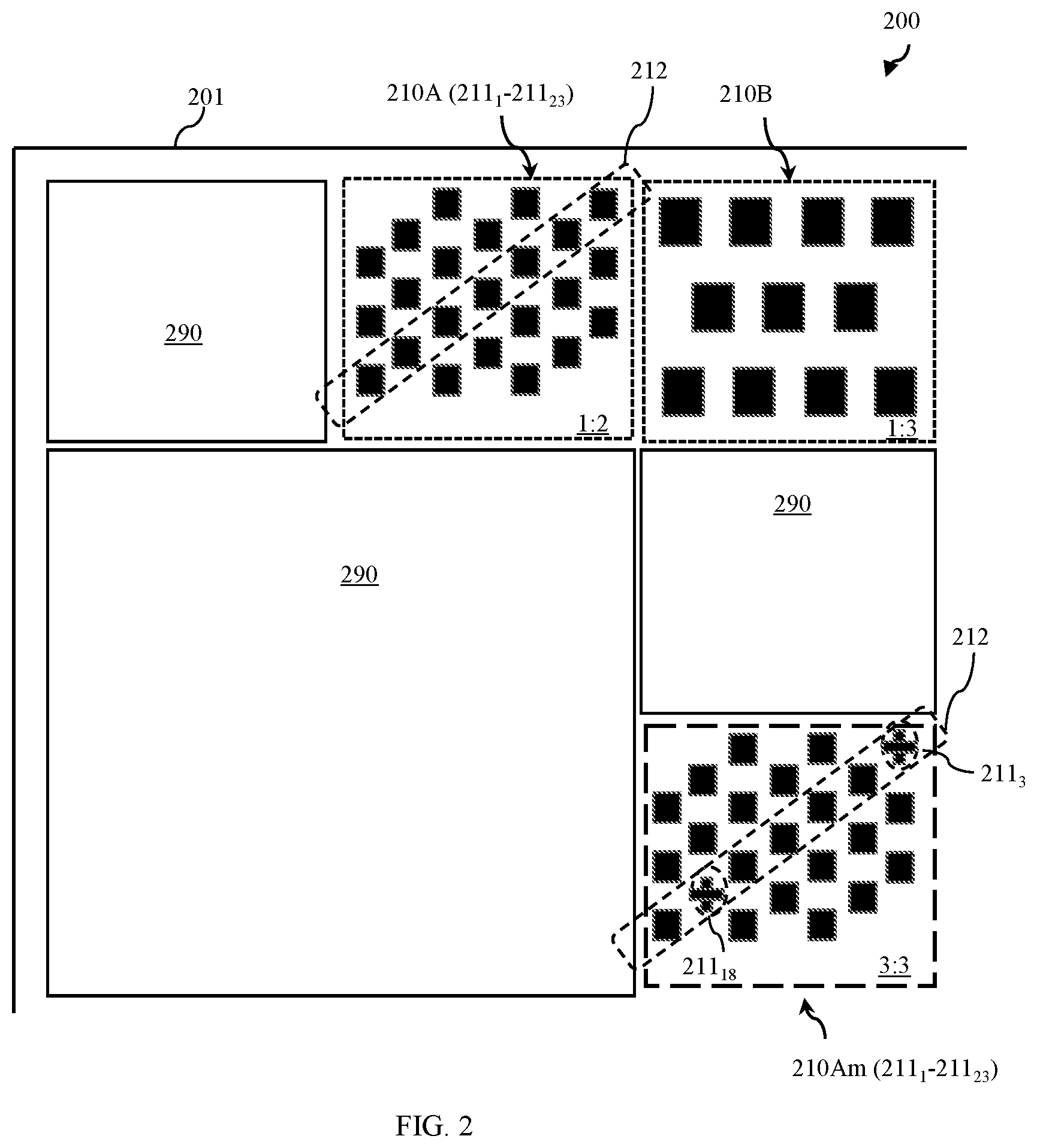 Patent US12619810 Figure 2 – Chip structure with steganographic fill shape pattern