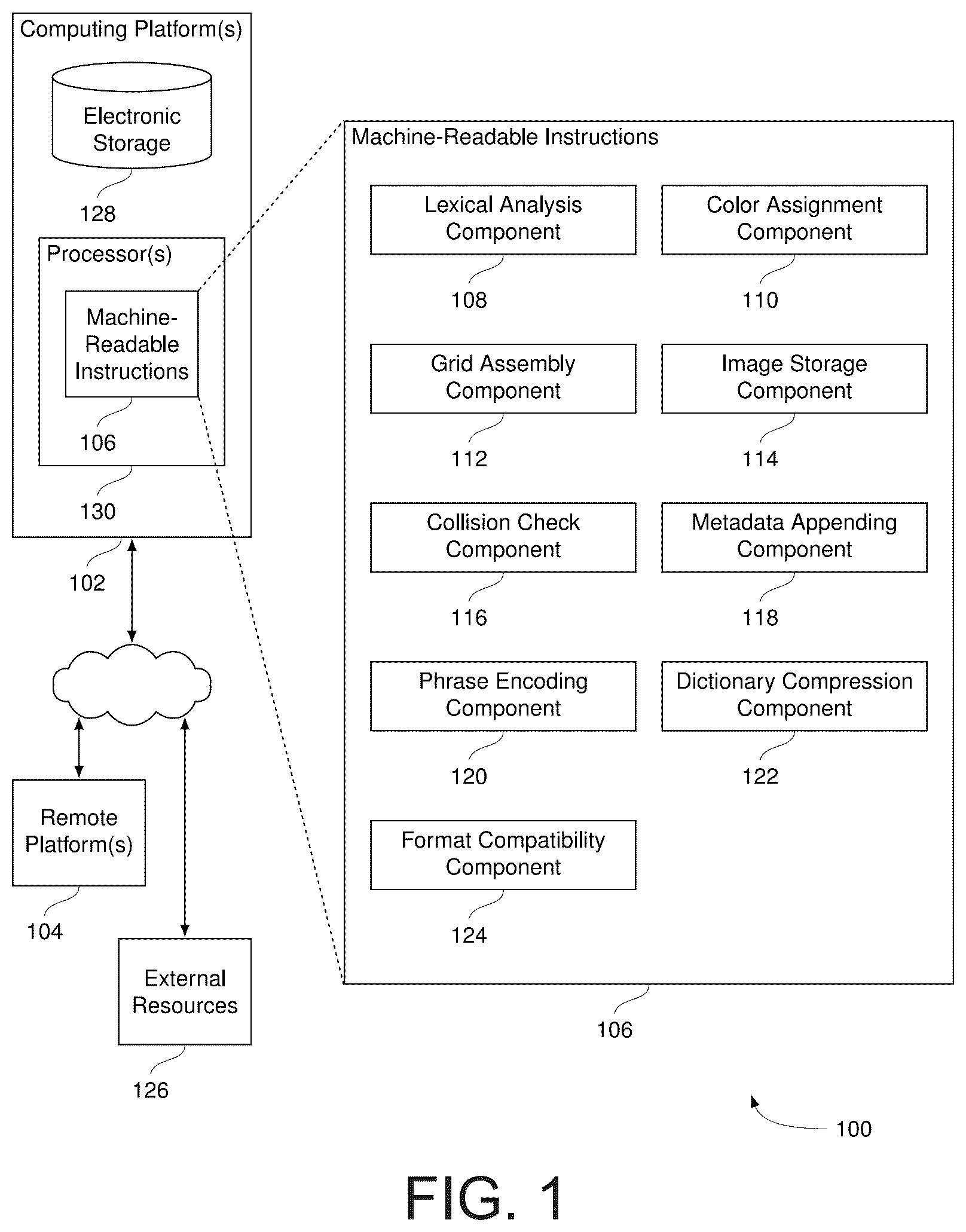 Patent US12619813 Figure 1 – Encoding and decoding text and data as color grids with metadata for efficient decoding