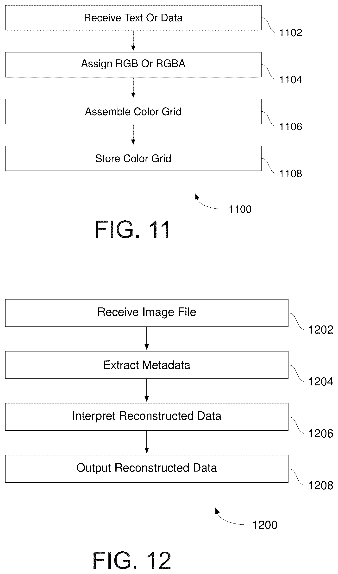 Patent US12619813 Figure 9 – Encoding and decoding text and data as color grids with metadata for efficient decoding