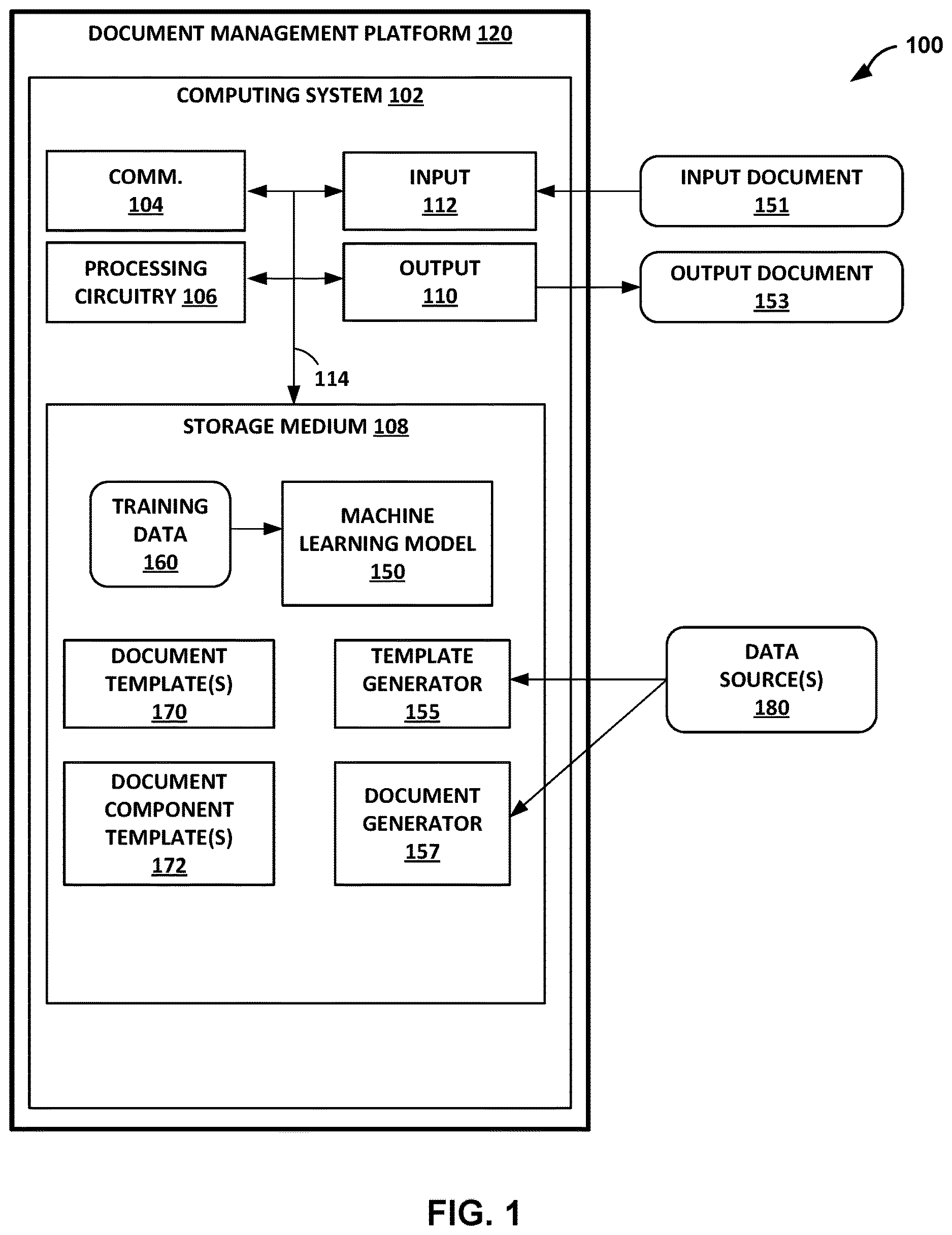 Patent US12619817 Figure 1 – Document template generation