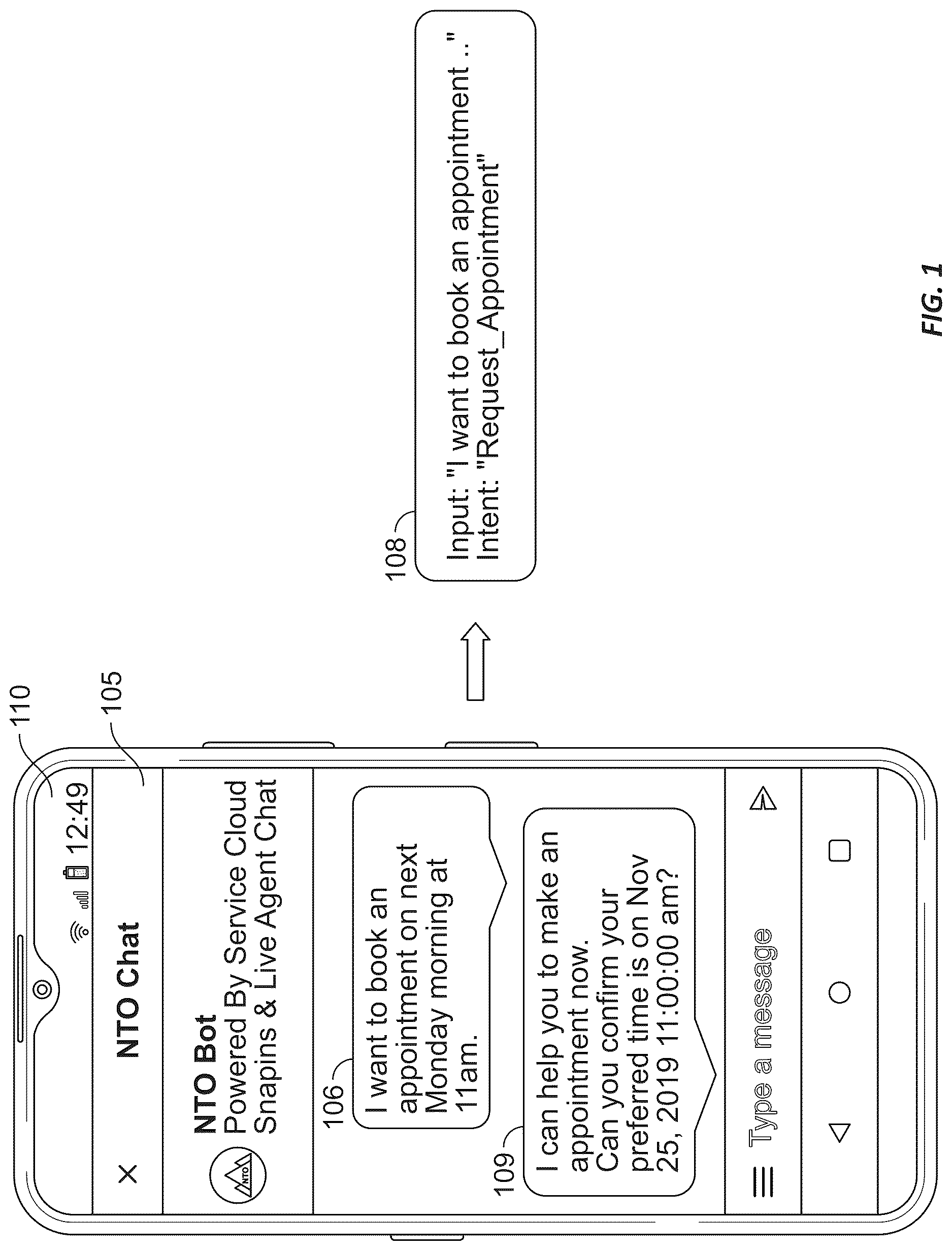 Patent US12619834 — Systems and methods for intent classification in a natural language processing agent — Figure 1