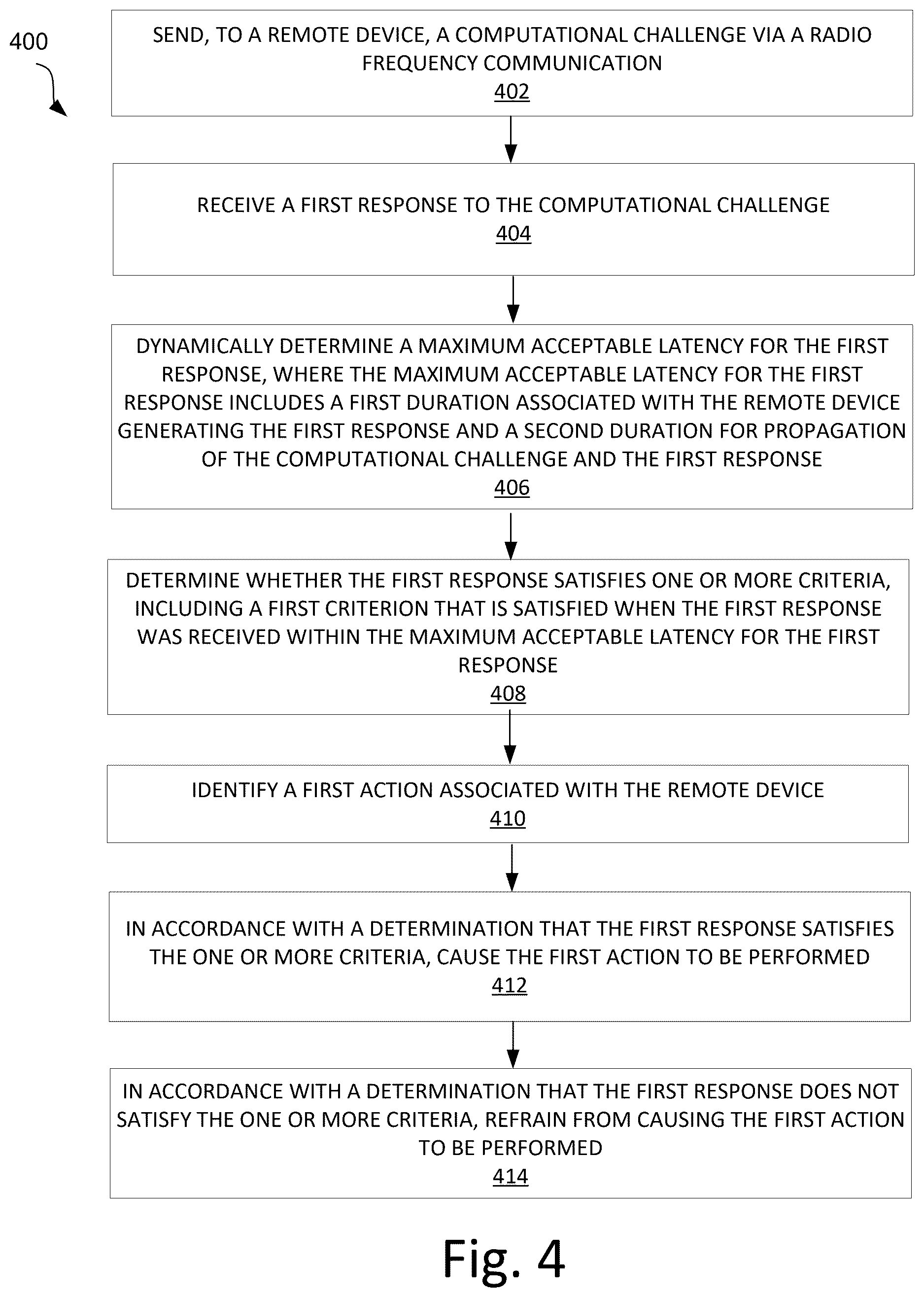 Patent US12619838 Figure 4 – Systems and methods for verifying remote device proximity in RFID systems