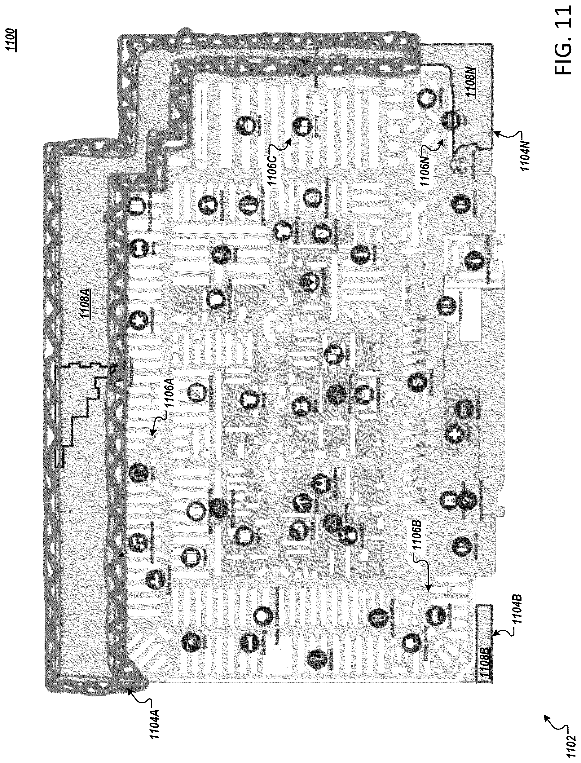 Patent US12619843 Figure 11 – RFID-based positioning system for indoor environments