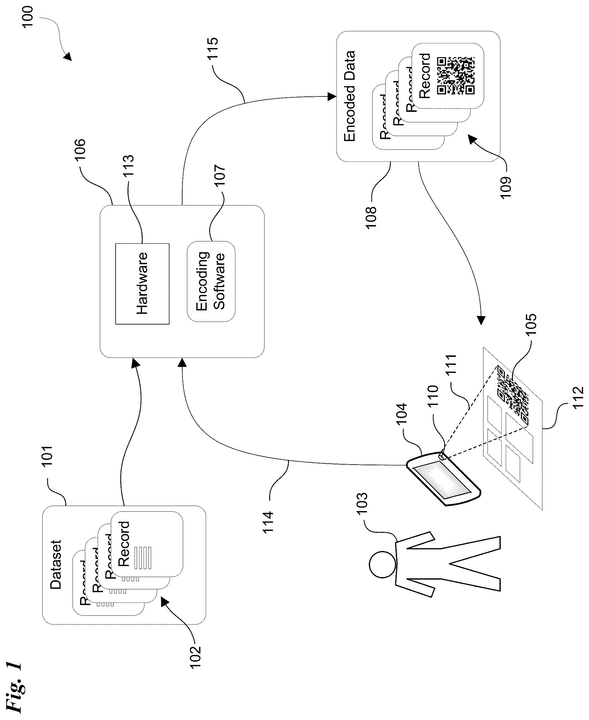 Patent US12619848 Figure 1 – Communication system for collecting information about a mobile device