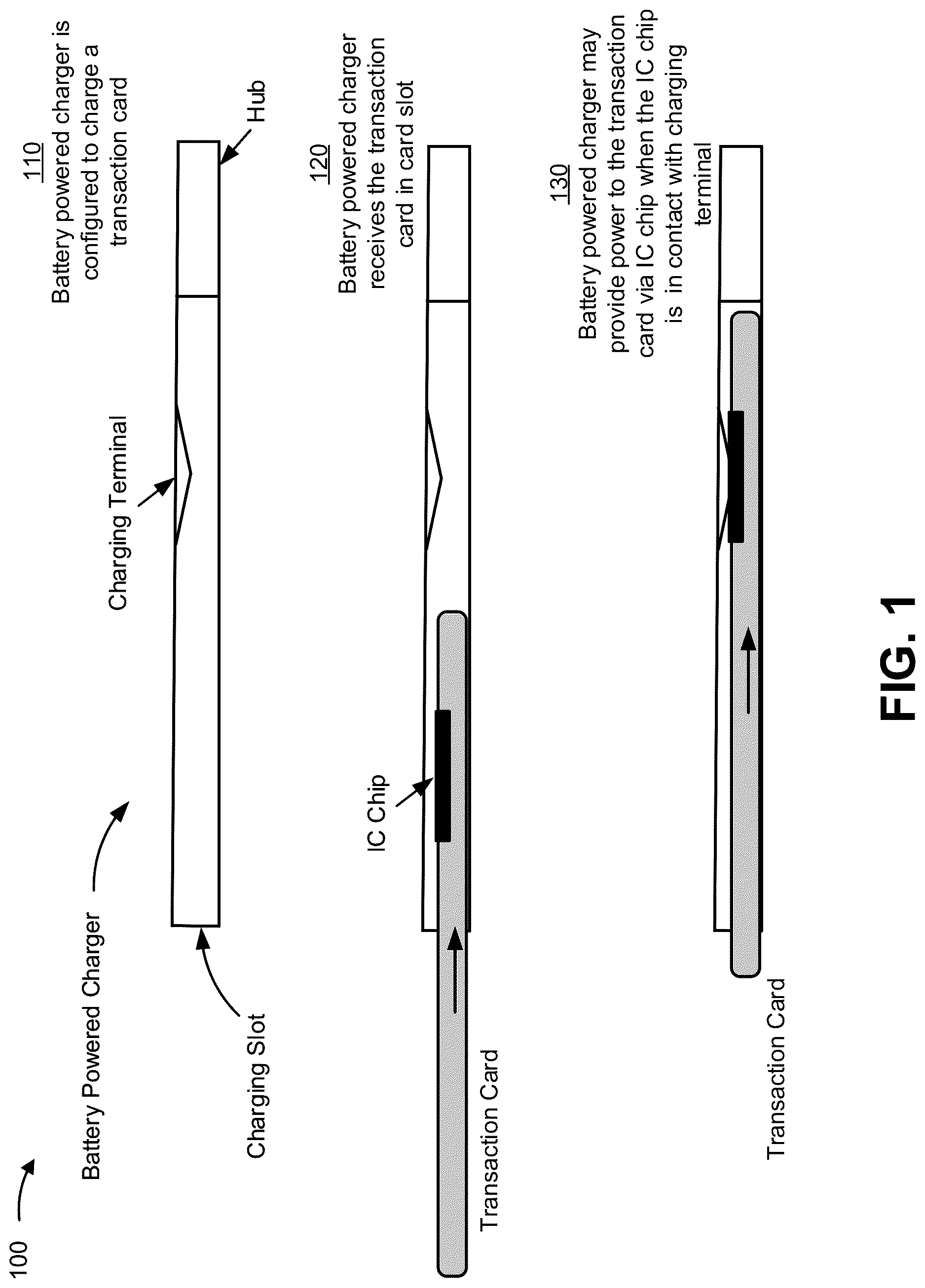 Patent US12619849 Figure 1 – Battery charger for a transaction card