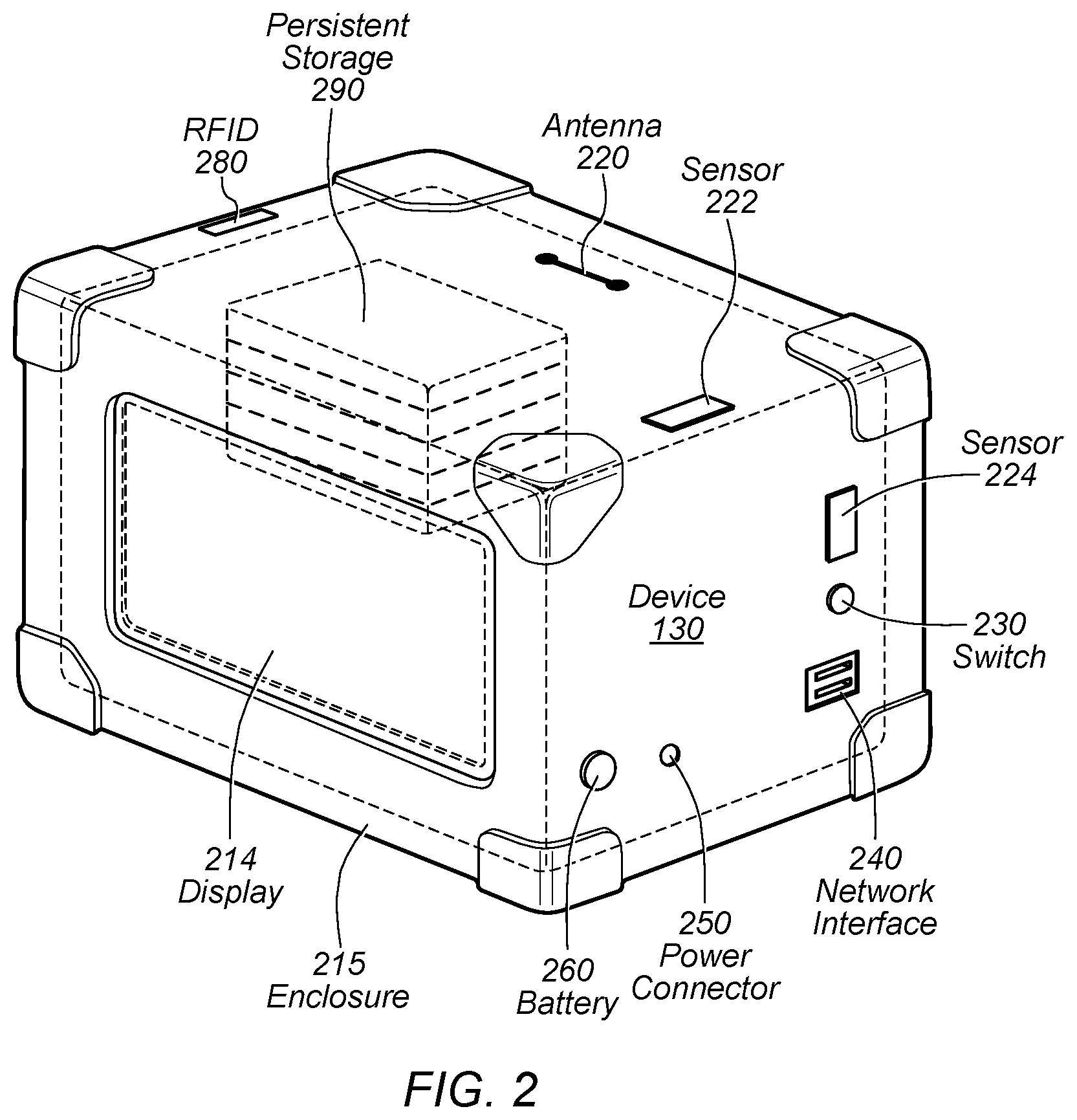 Patent US12619943 Figure 2 – Shippable network-attached data storage device with updateable electronic display
