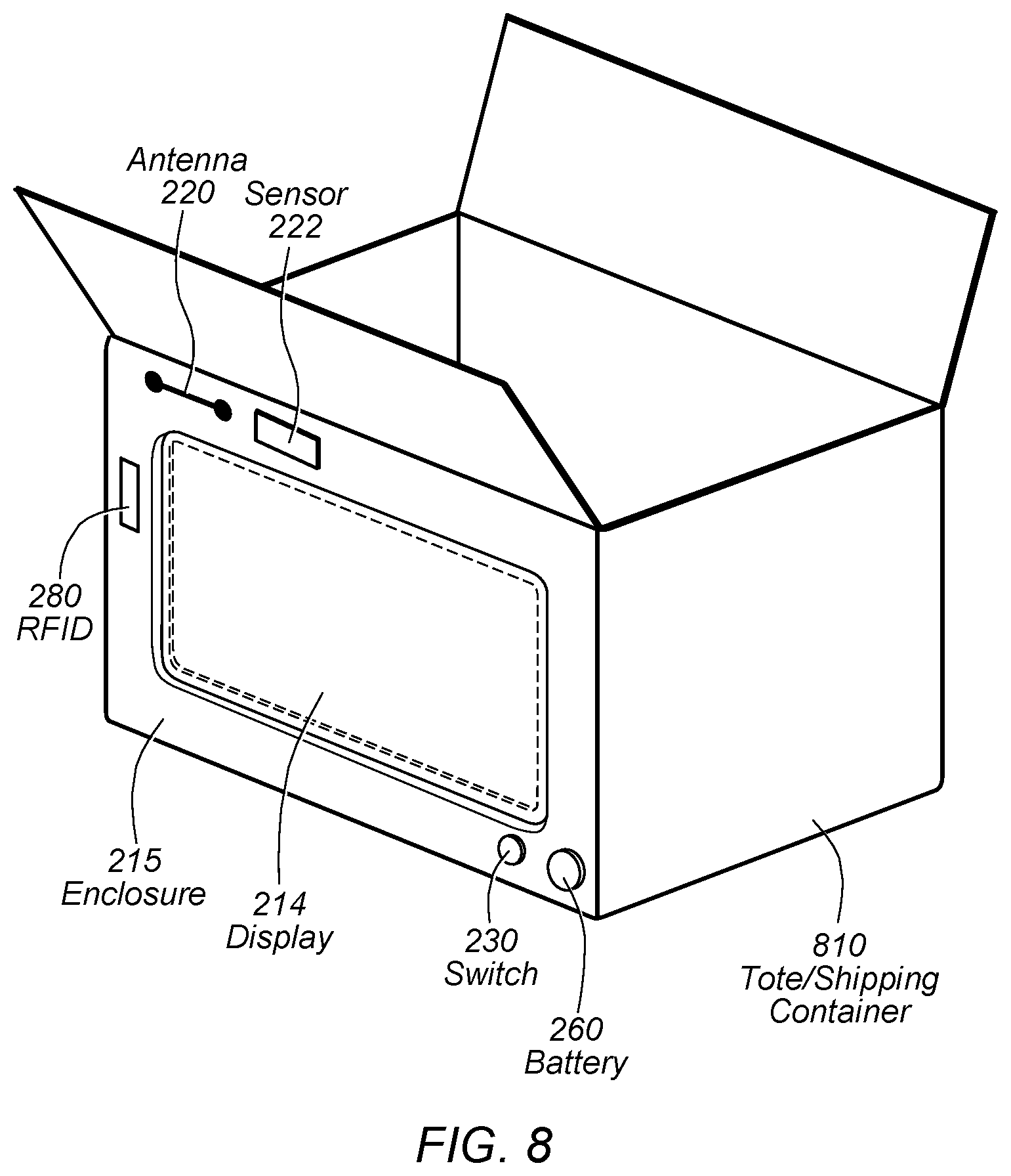 Patent US12619943 Figure 8 – Shippable network-attached data storage device with updateable electronic display