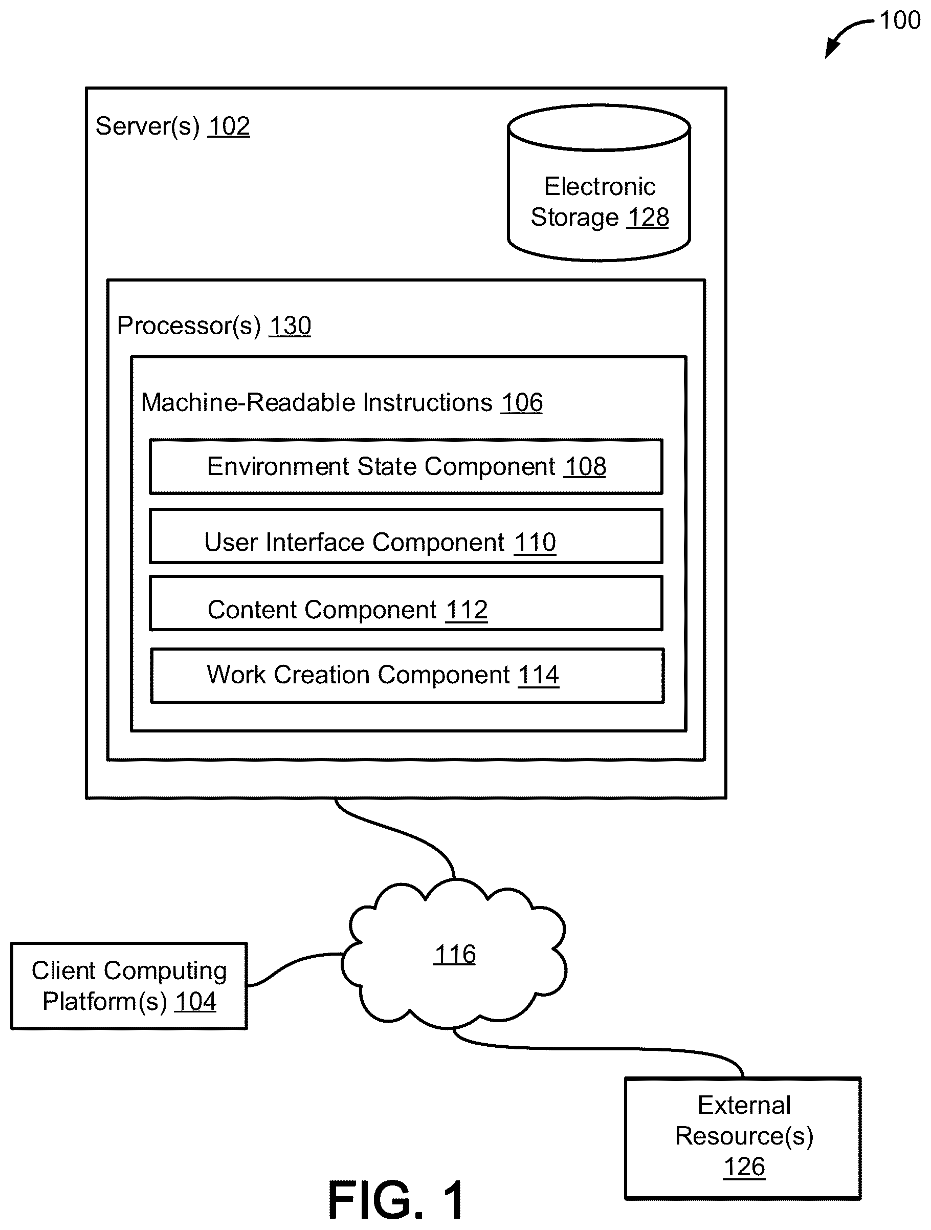 Patent US12619954 Figure 1 – Systems and methods to generate records within a collaboration environment based on a machine learning model trained from a text corpus