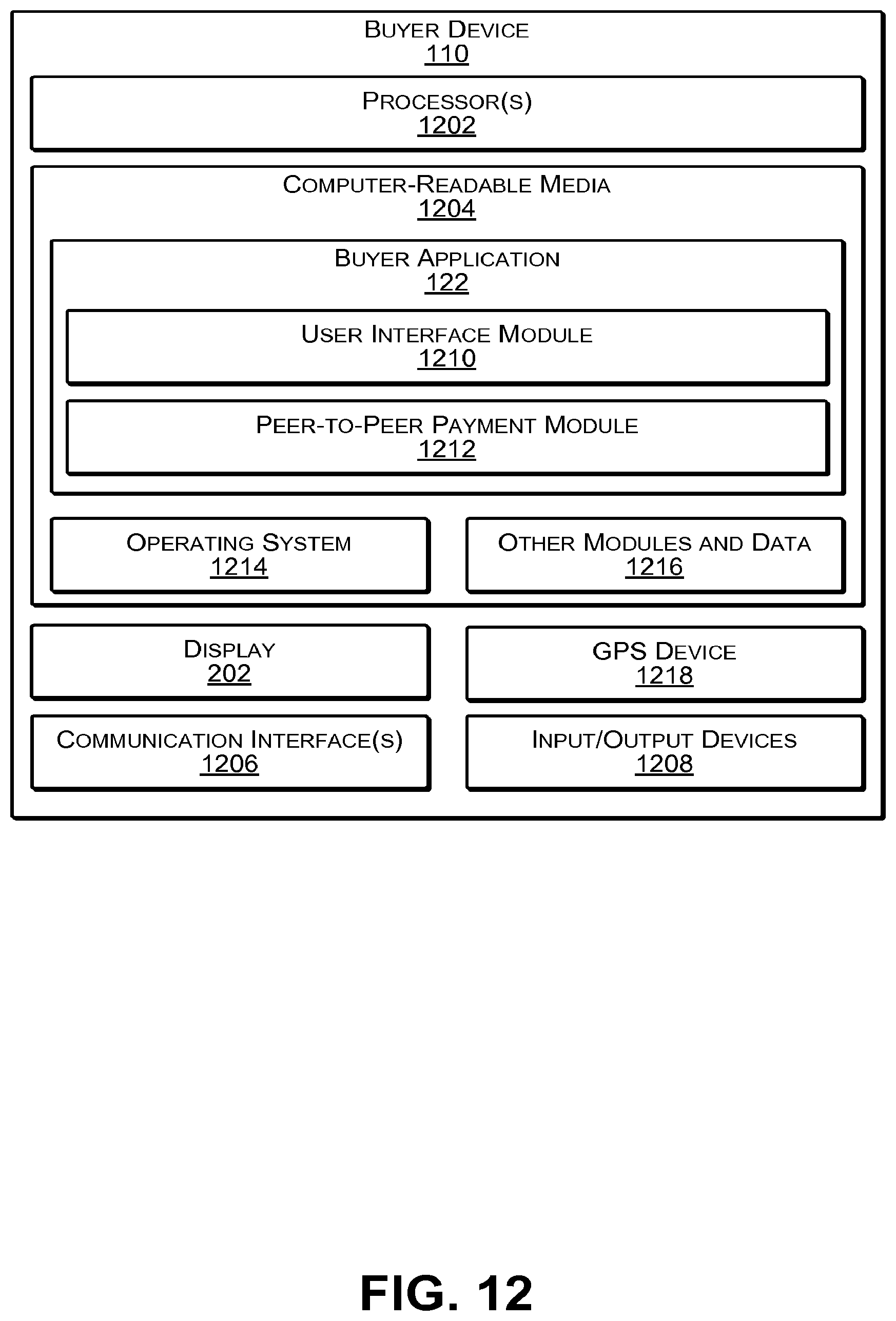 Patent US12619968 Figure 12 – Location-based transaction completion