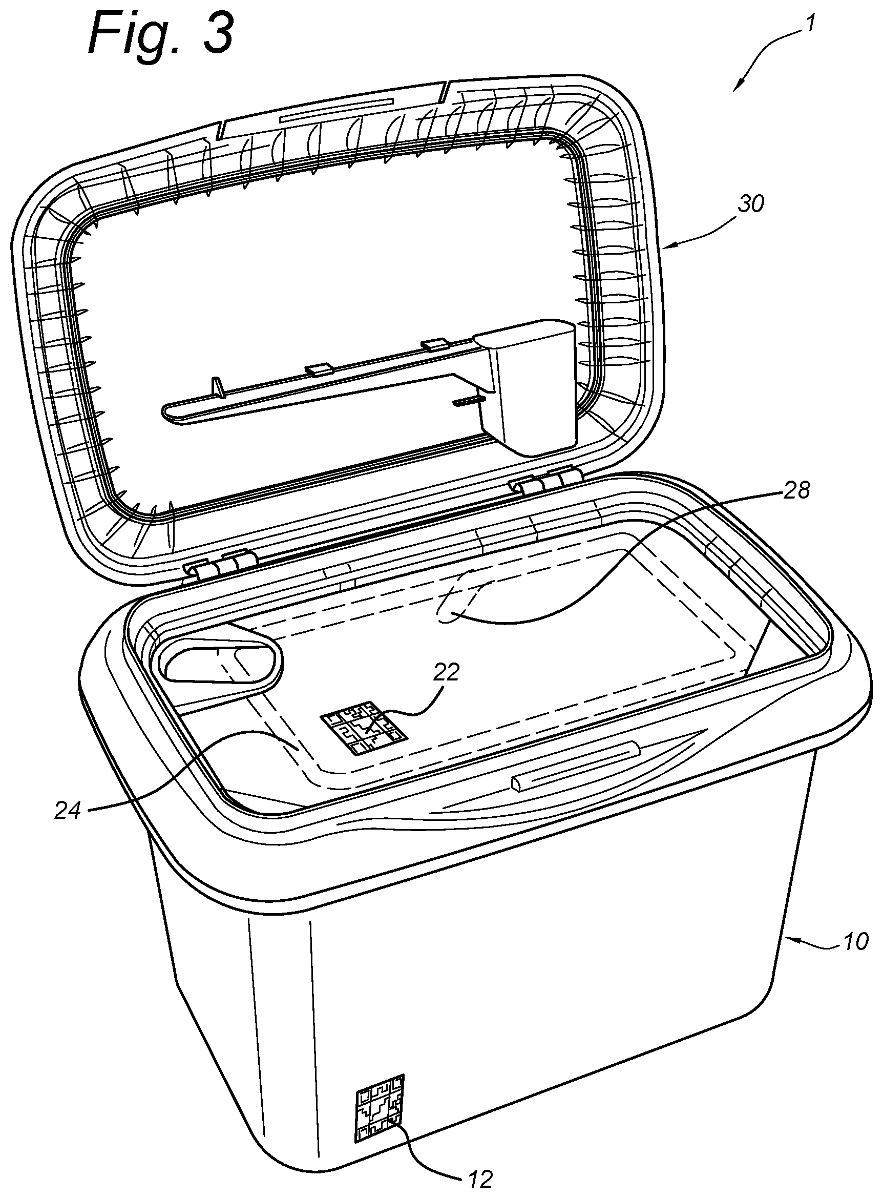 Patent US12619996 Figure 3 – Anti-counterfeit container