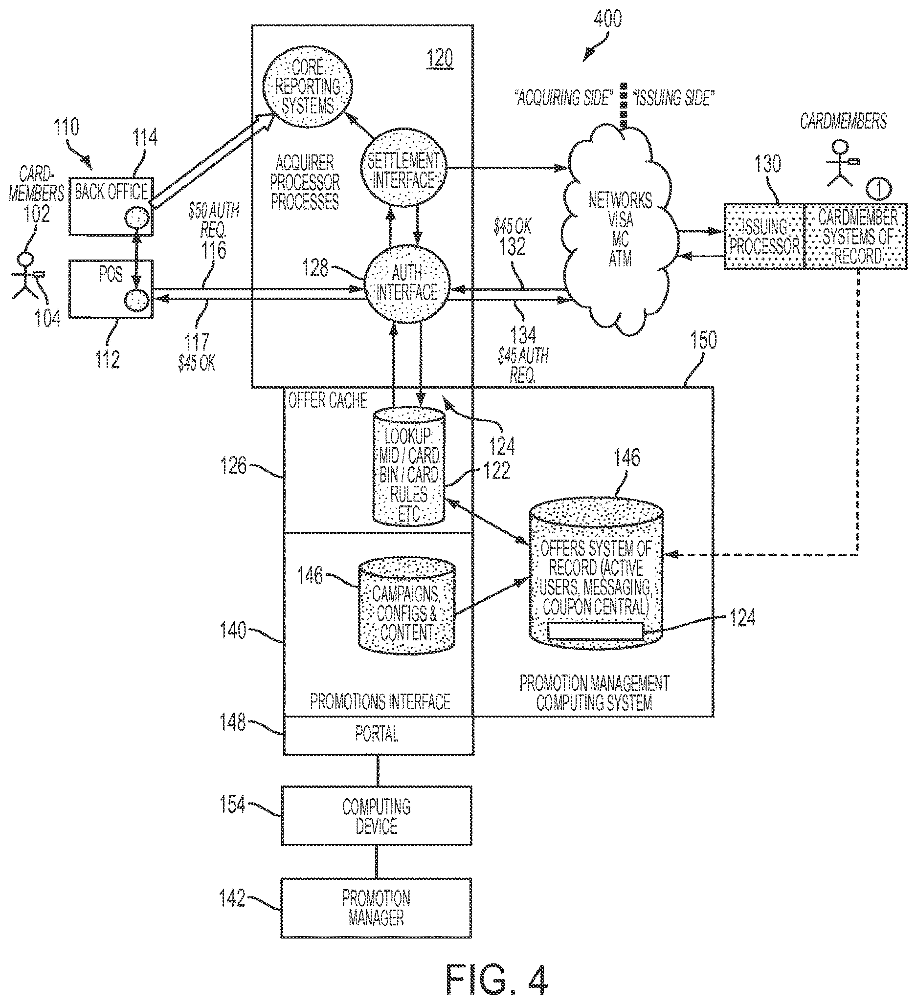 Patent US12620005 Figure 4 – Secure electronic transaction authorization on tokenized identifiers and location data