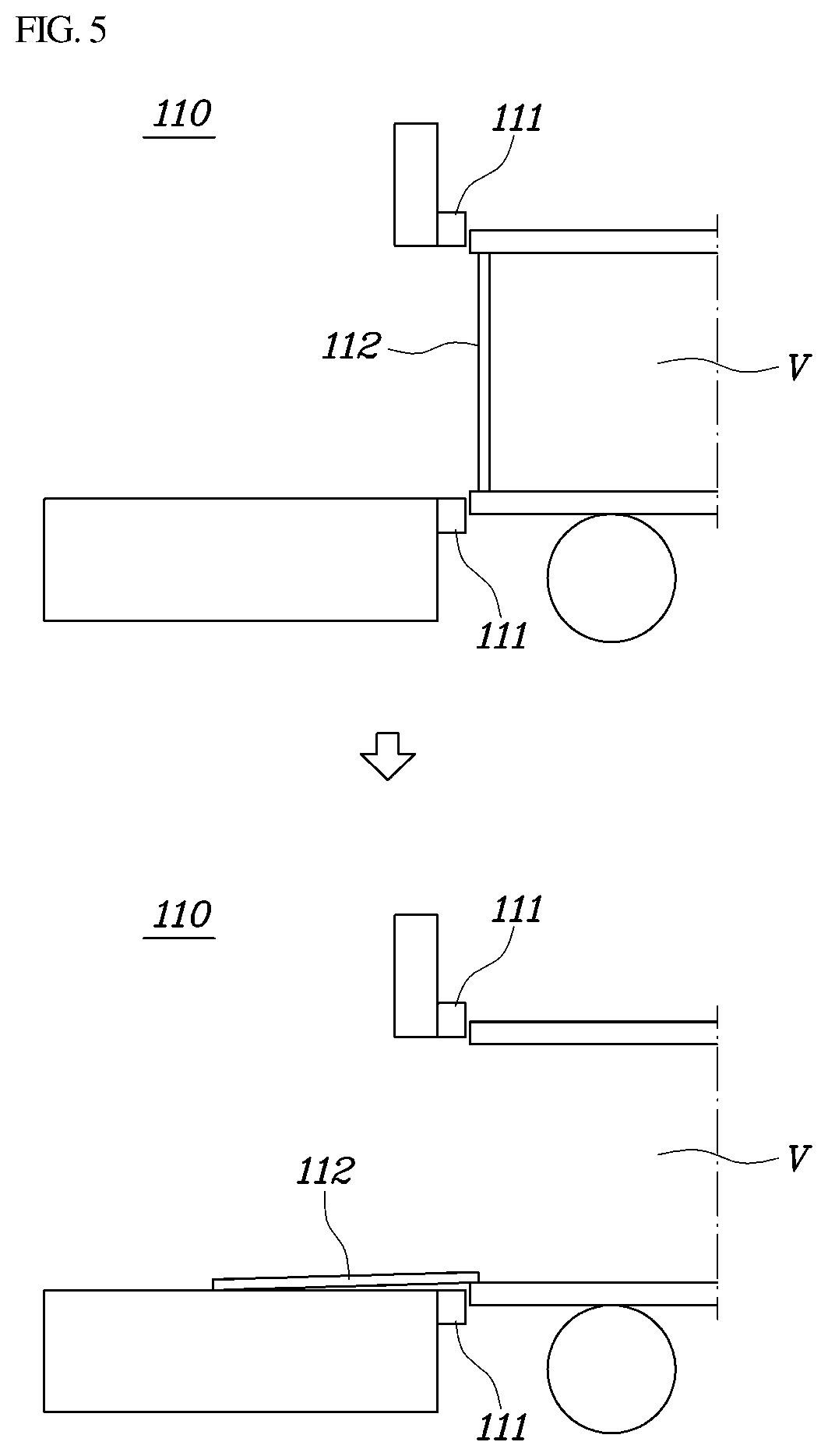Patent US12620018 Figure 5 – System for docking vehicle to building and control method of the same