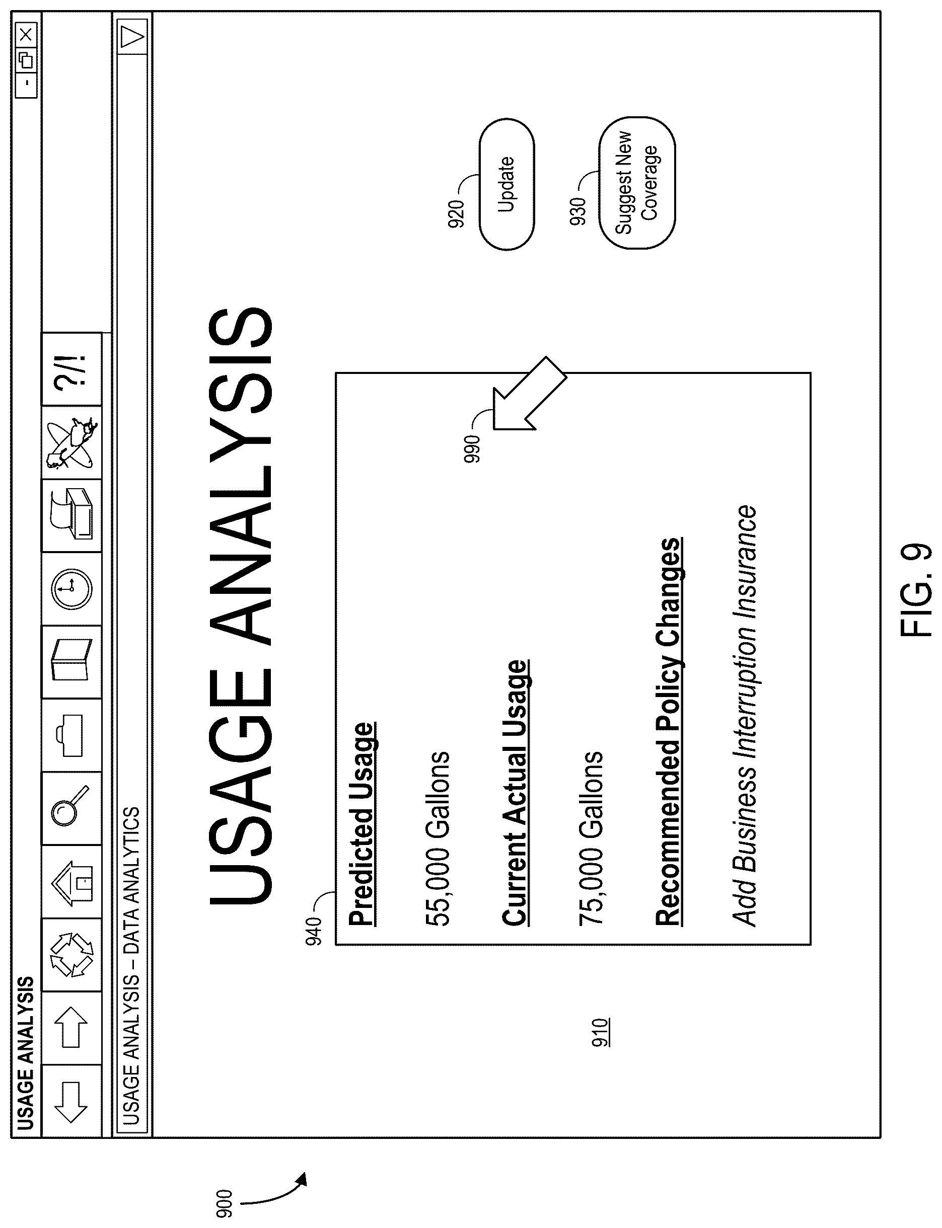 Patent US12620034 Figure 9 – Usage estimation systems and methods for risk association adjustments