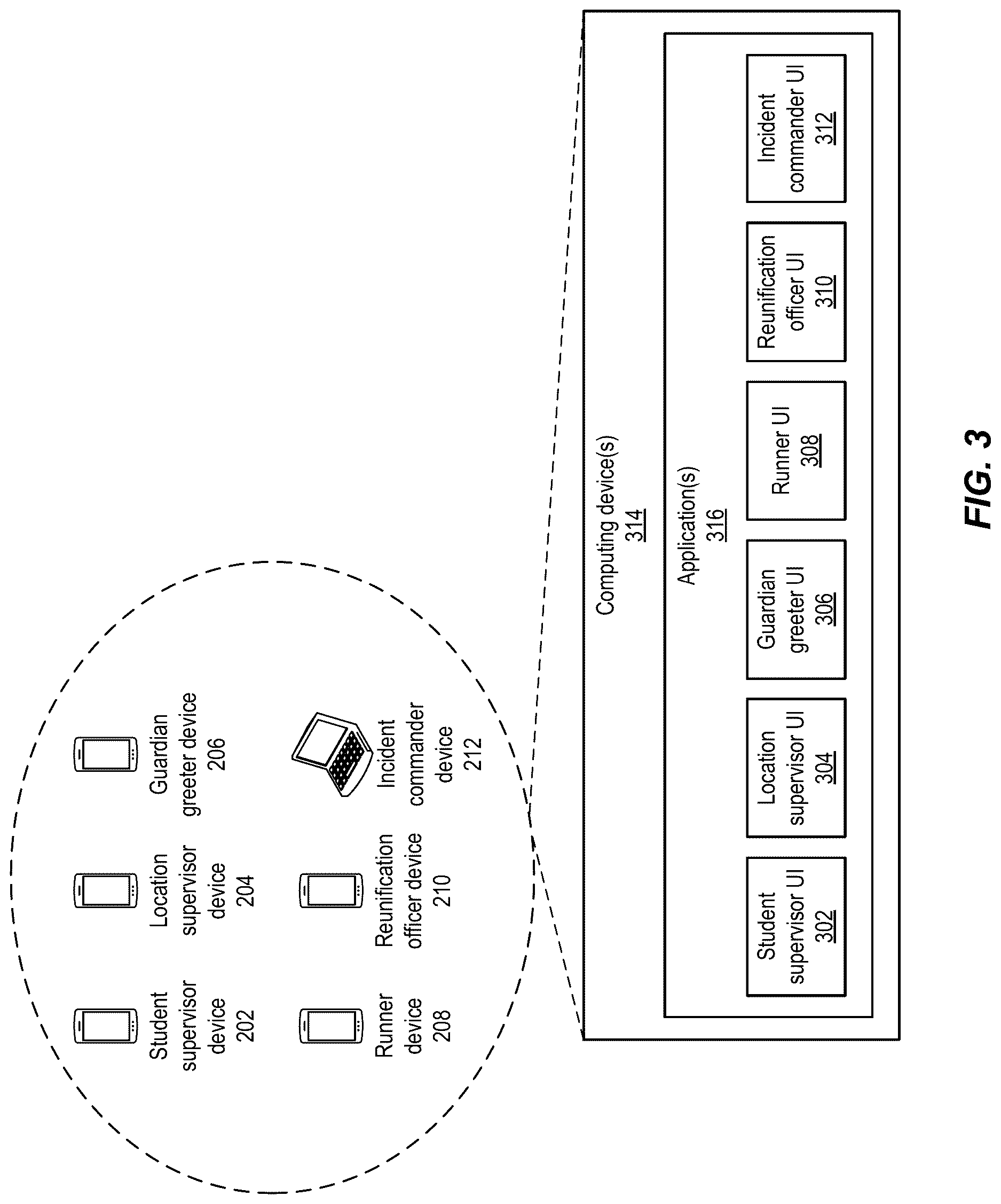 Patent US12620042 Figure 3 – Network based reunification management using portable devices