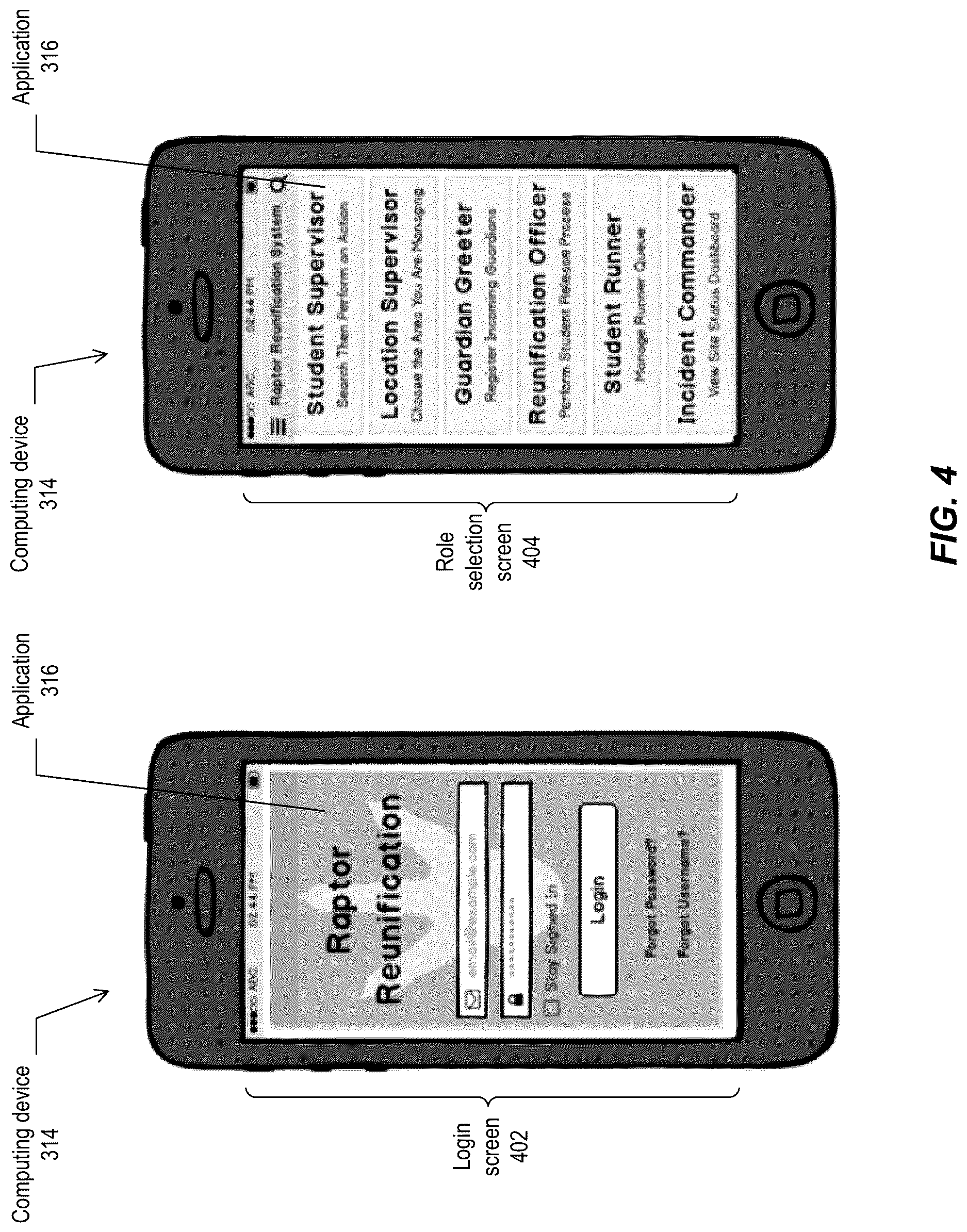 Patent US12620042 Figure 4 – Network based reunification management using portable devices