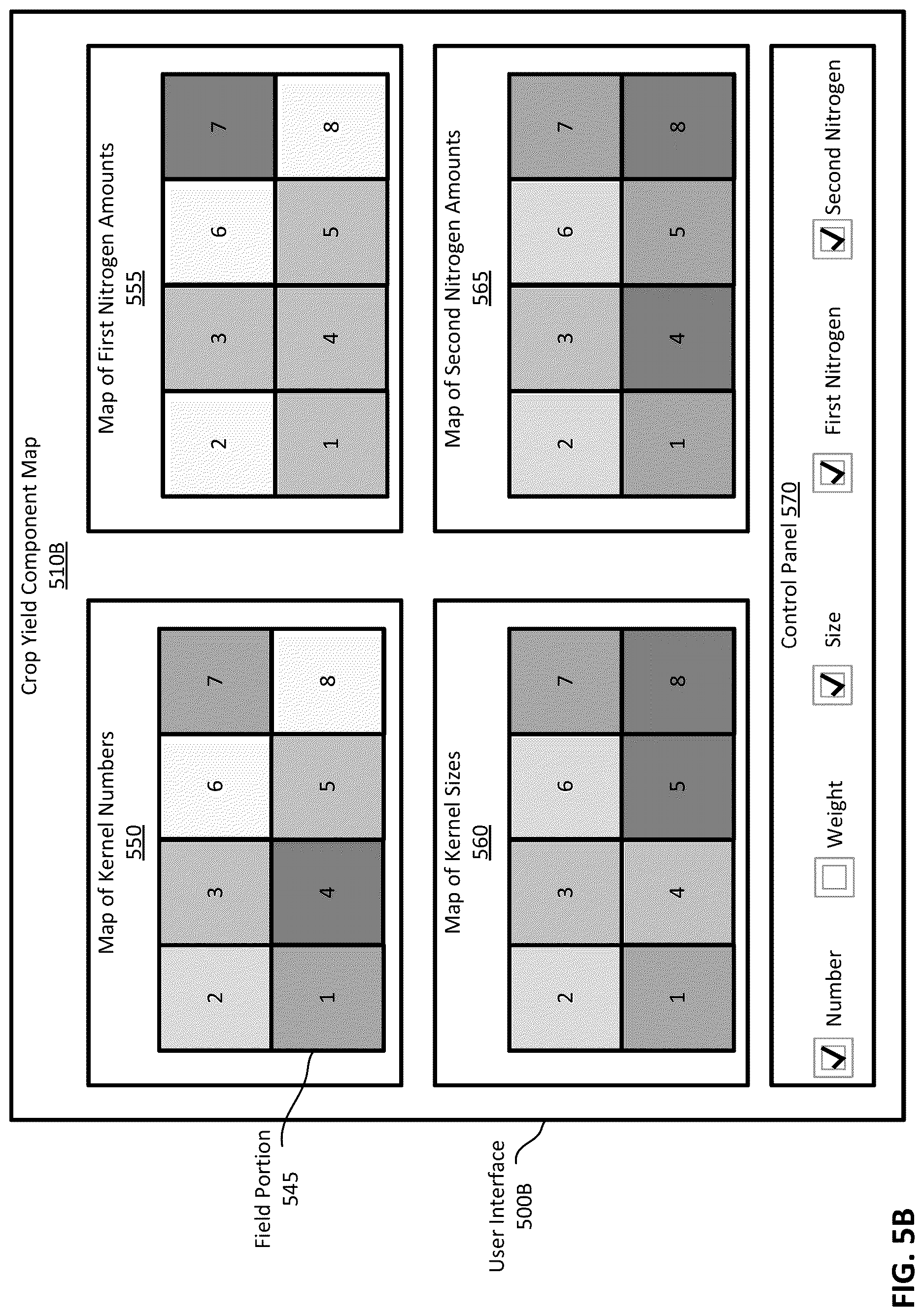 Patent US12620096 Figure 10 – Crop yield component map