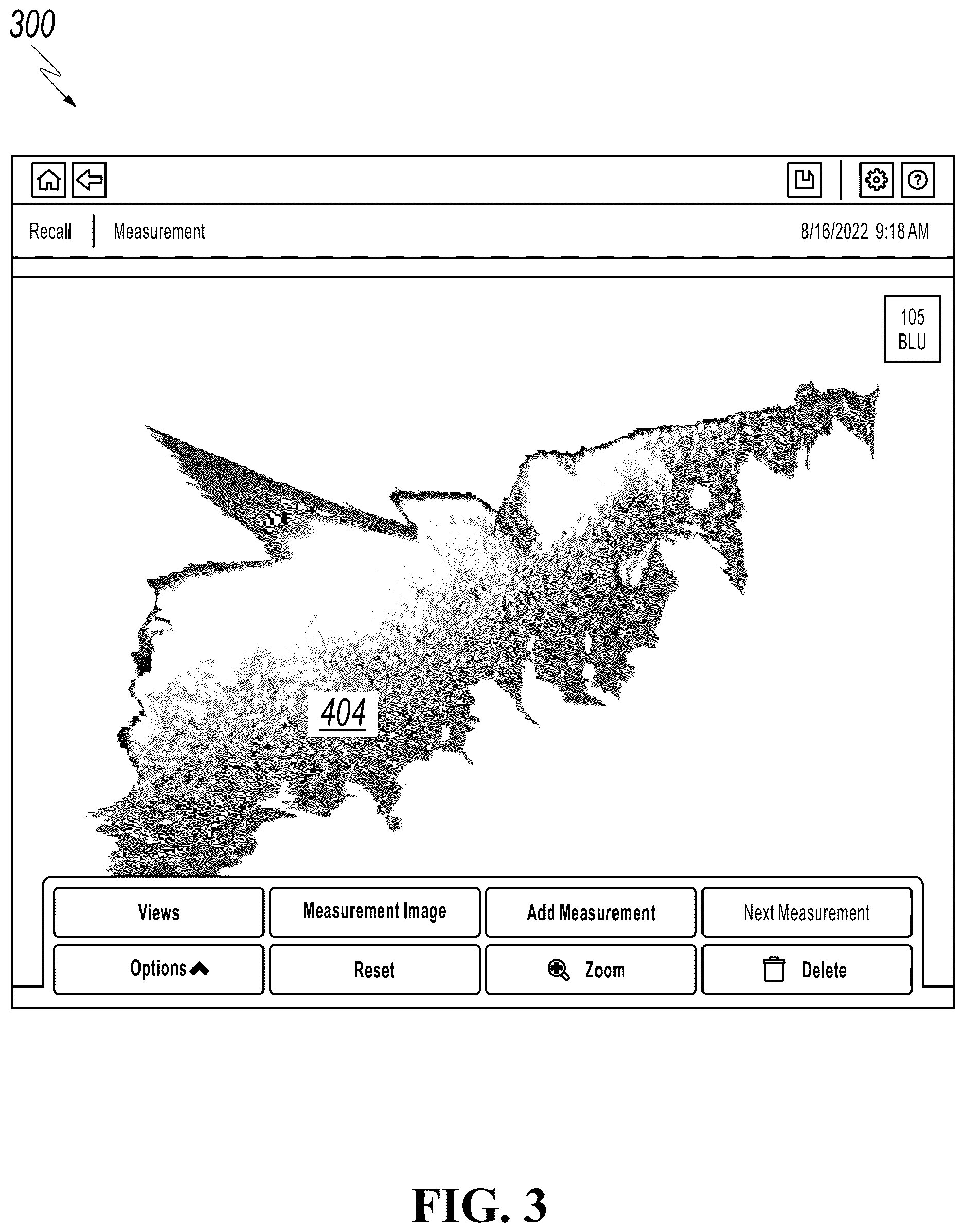 Patent US12620102 Figure 3 – Measuring a feature near the edge of an object