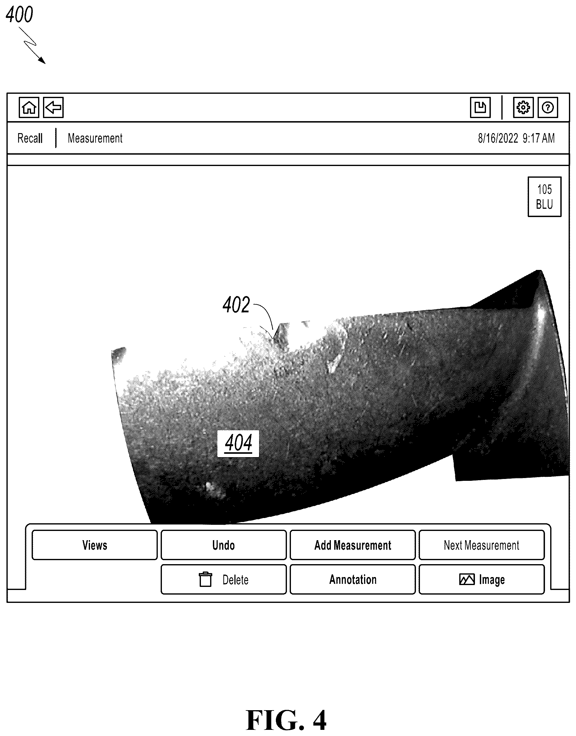Patent US12620102 Figure 4 – Measuring a feature near the edge of an object