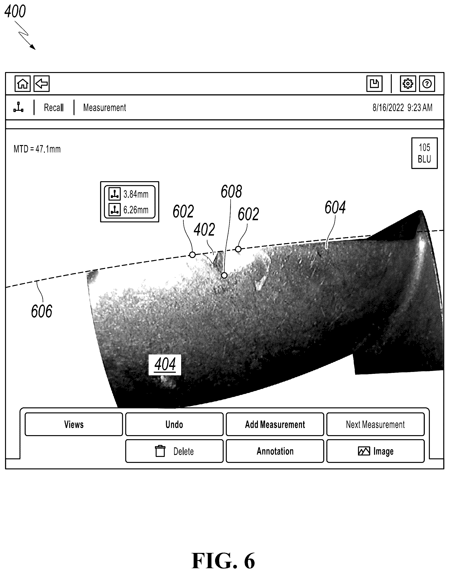 Patent US12620102 Figure 6 – Measuring a feature near the edge of an object