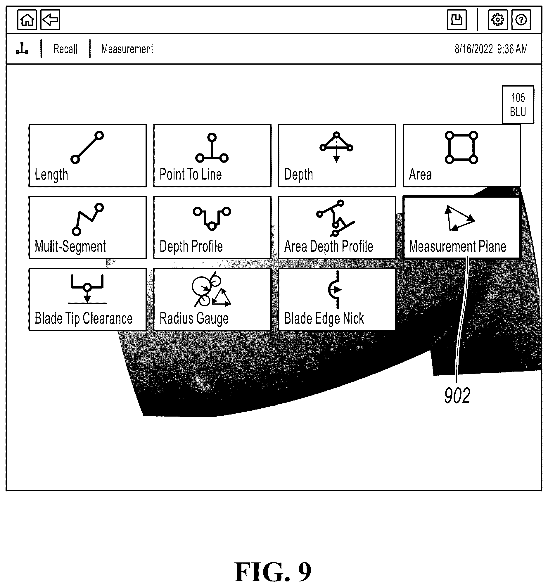 Patent US12620102 Figure 9 – Measuring a feature near the edge of an object