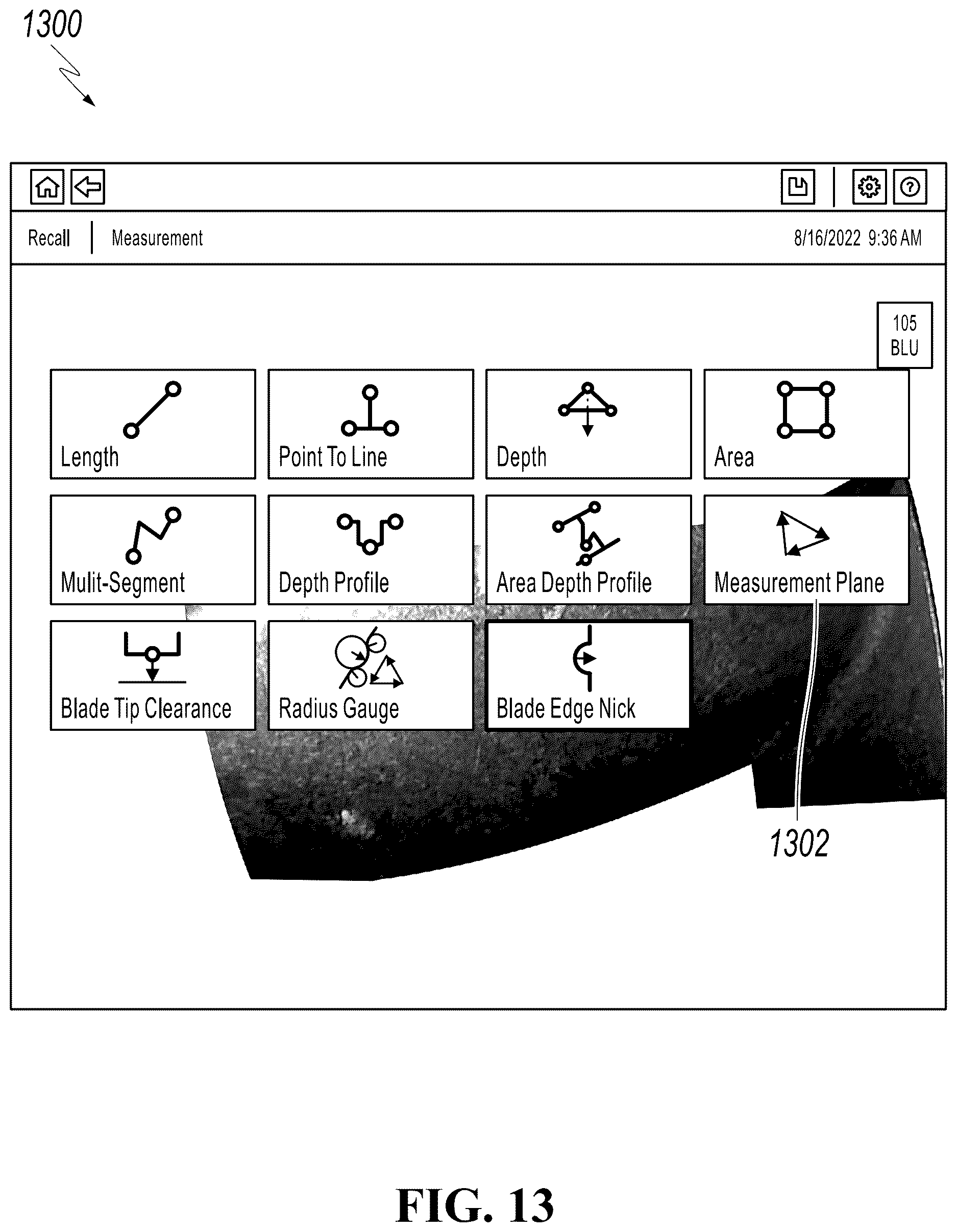 Patent US12620102 Figure 13 – Measuring a feature near the edge of an object