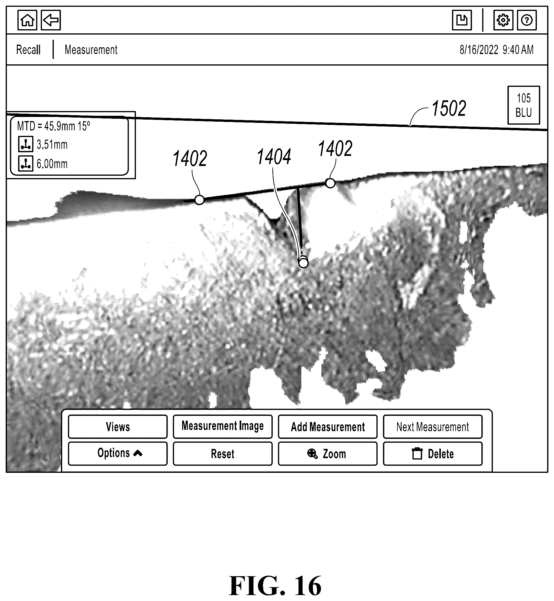 Patent US12620102 Figure 16 – Measuring a feature near the edge of an object
