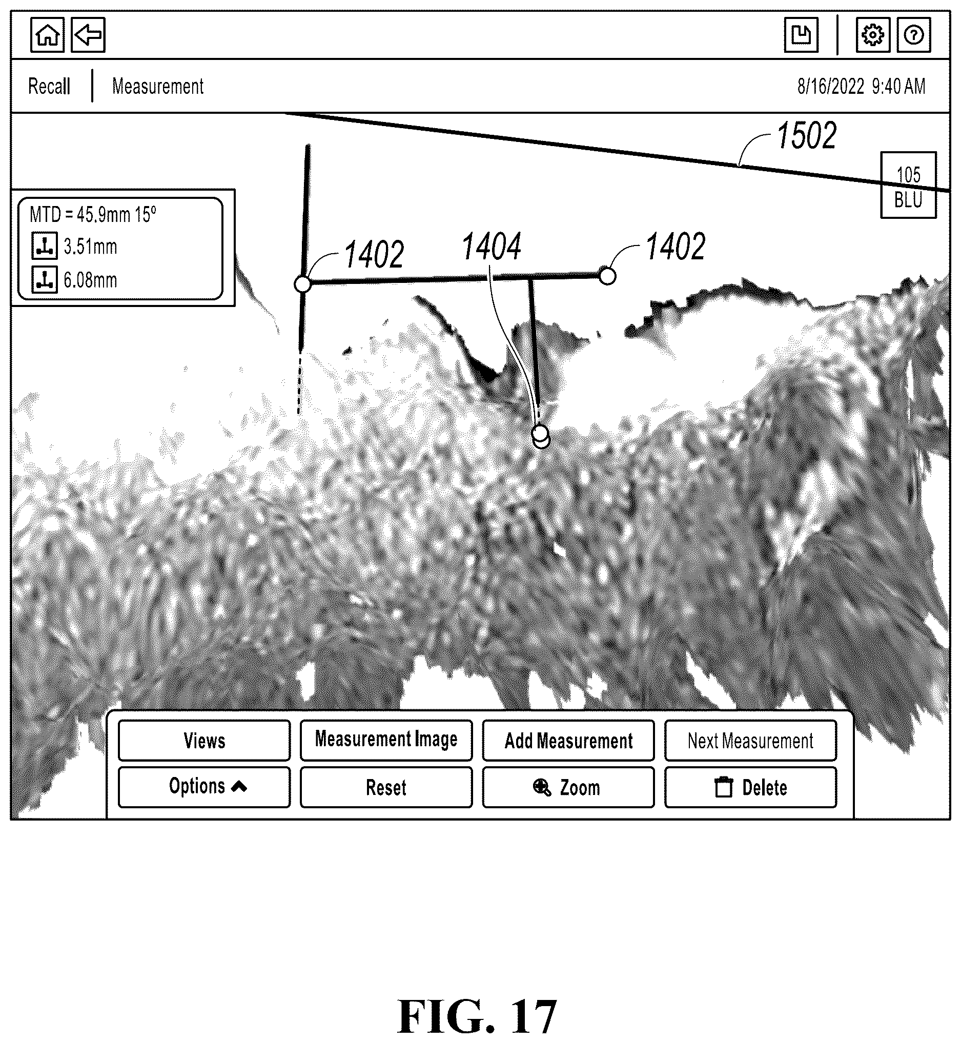 Patent US12620102 Figure 17 – Measuring a feature near the edge of an object