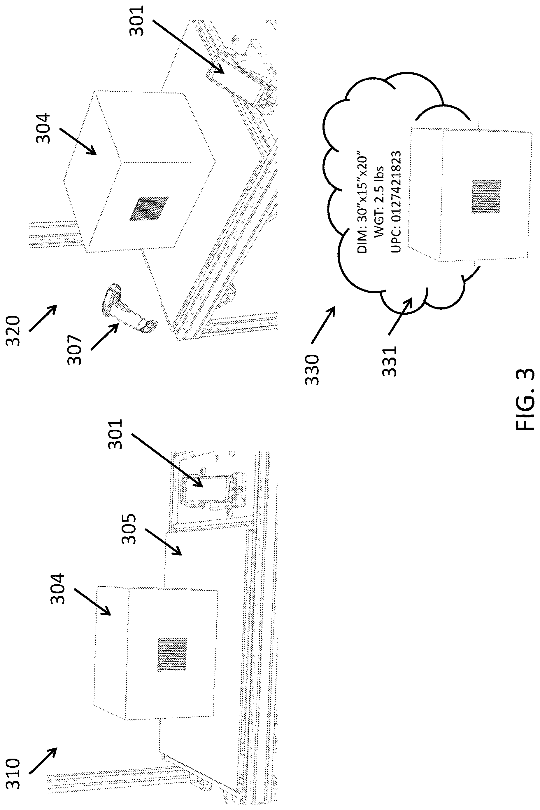 Patent US12620113 Figure 3 – Object dimensioning system