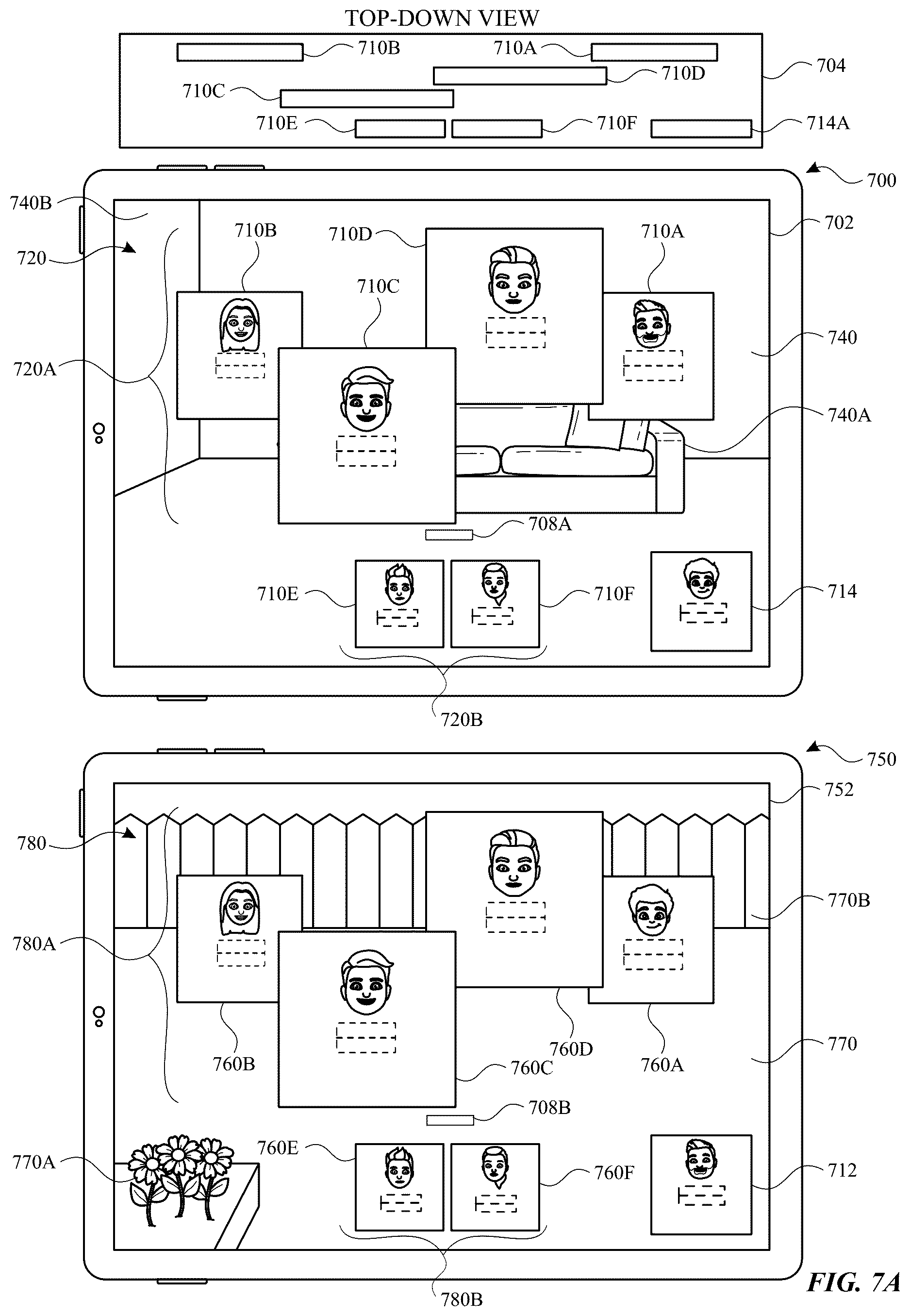 Patent US12620155 Figure 17 – Representations of participants in real-time communication sessions