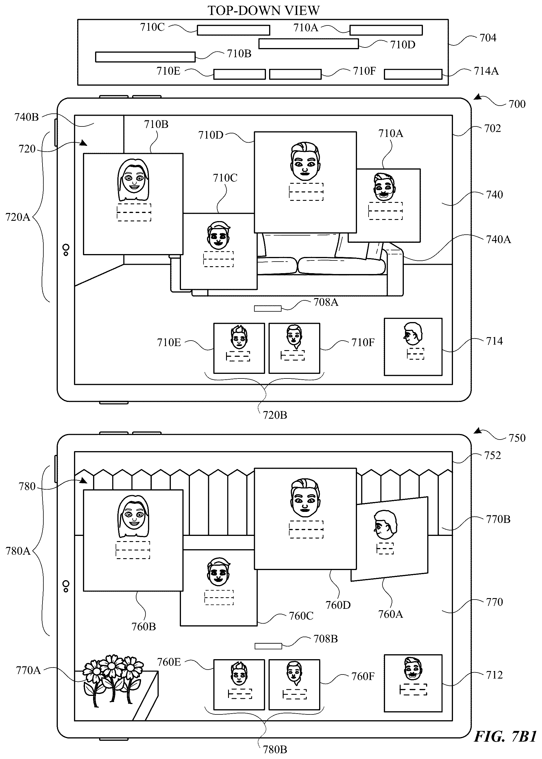 Patent US12620155 Figure 18 – Representations of participants in real-time communication sessions