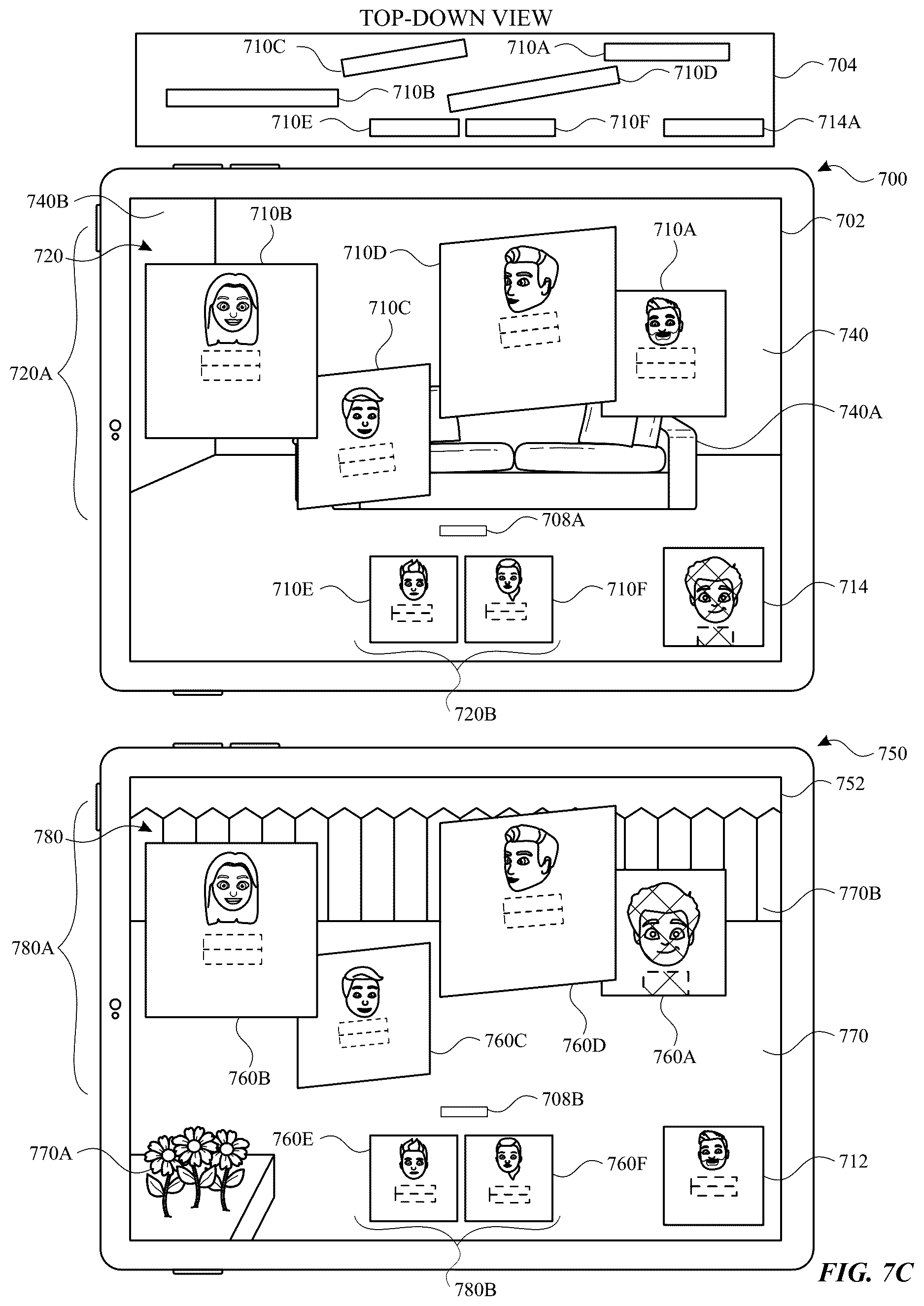 Patent US12620155 Figure 20 – Representations of participants in real-time communication sessions