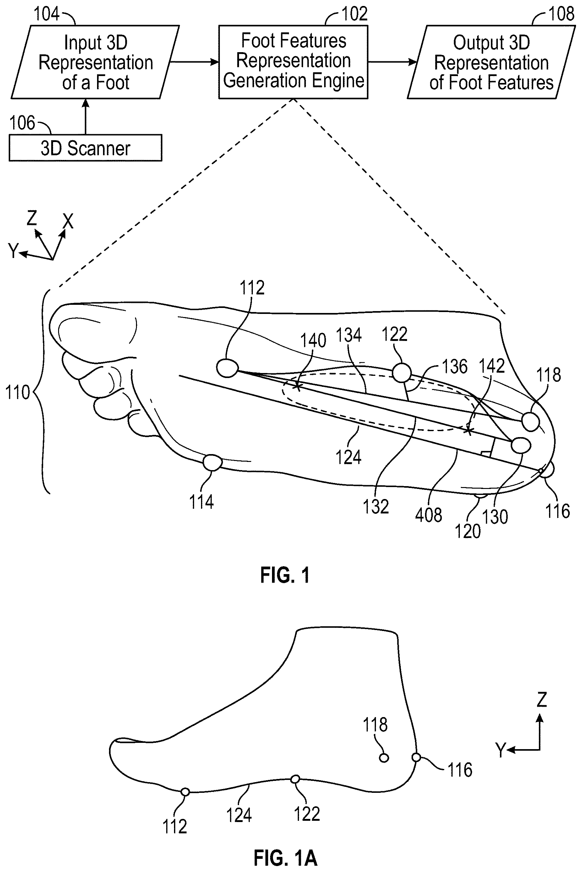 Patent US12620171 — Representations of foot features — Figure 1