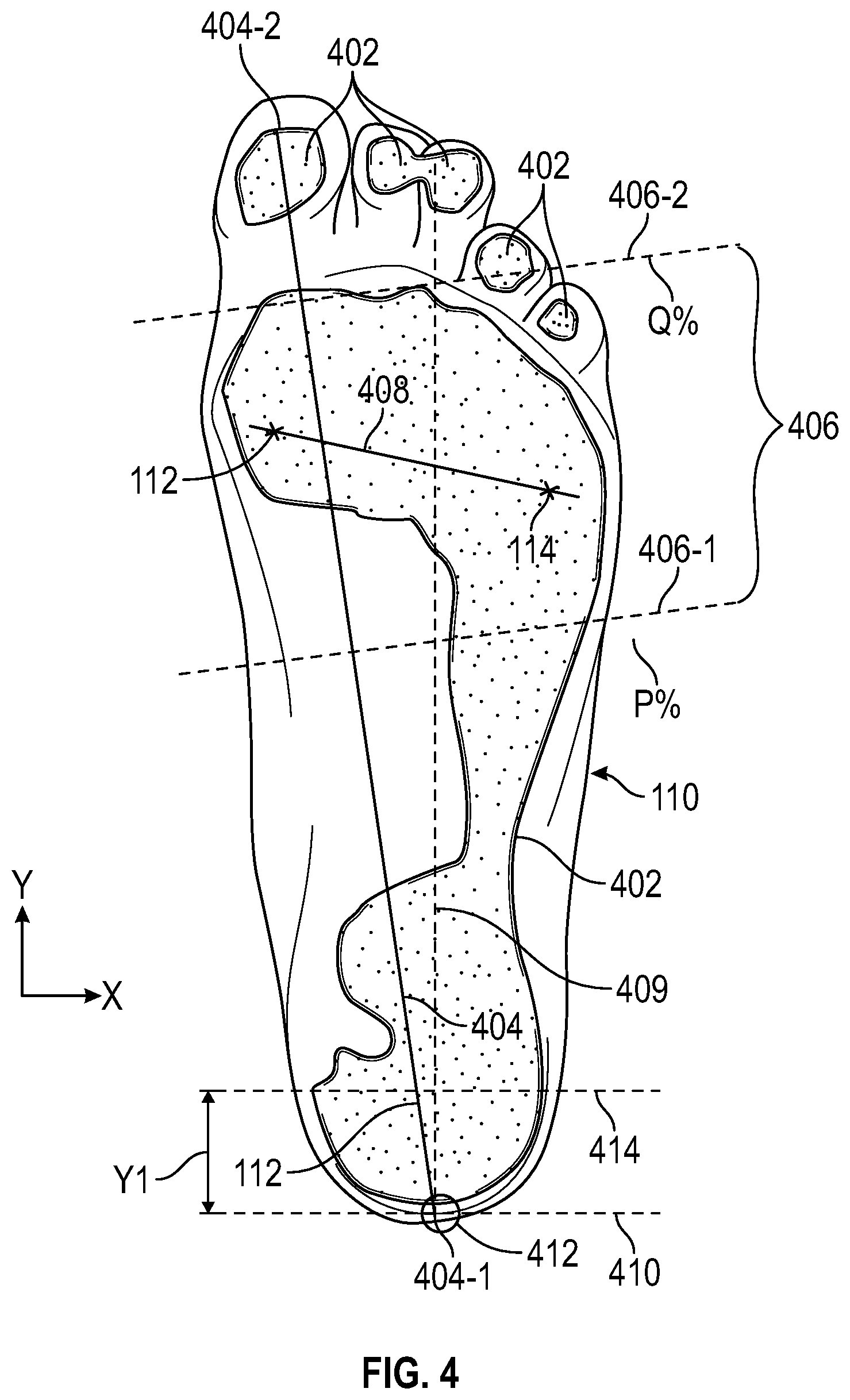 Patent US12620171 Figure 4 – Representations of foot features